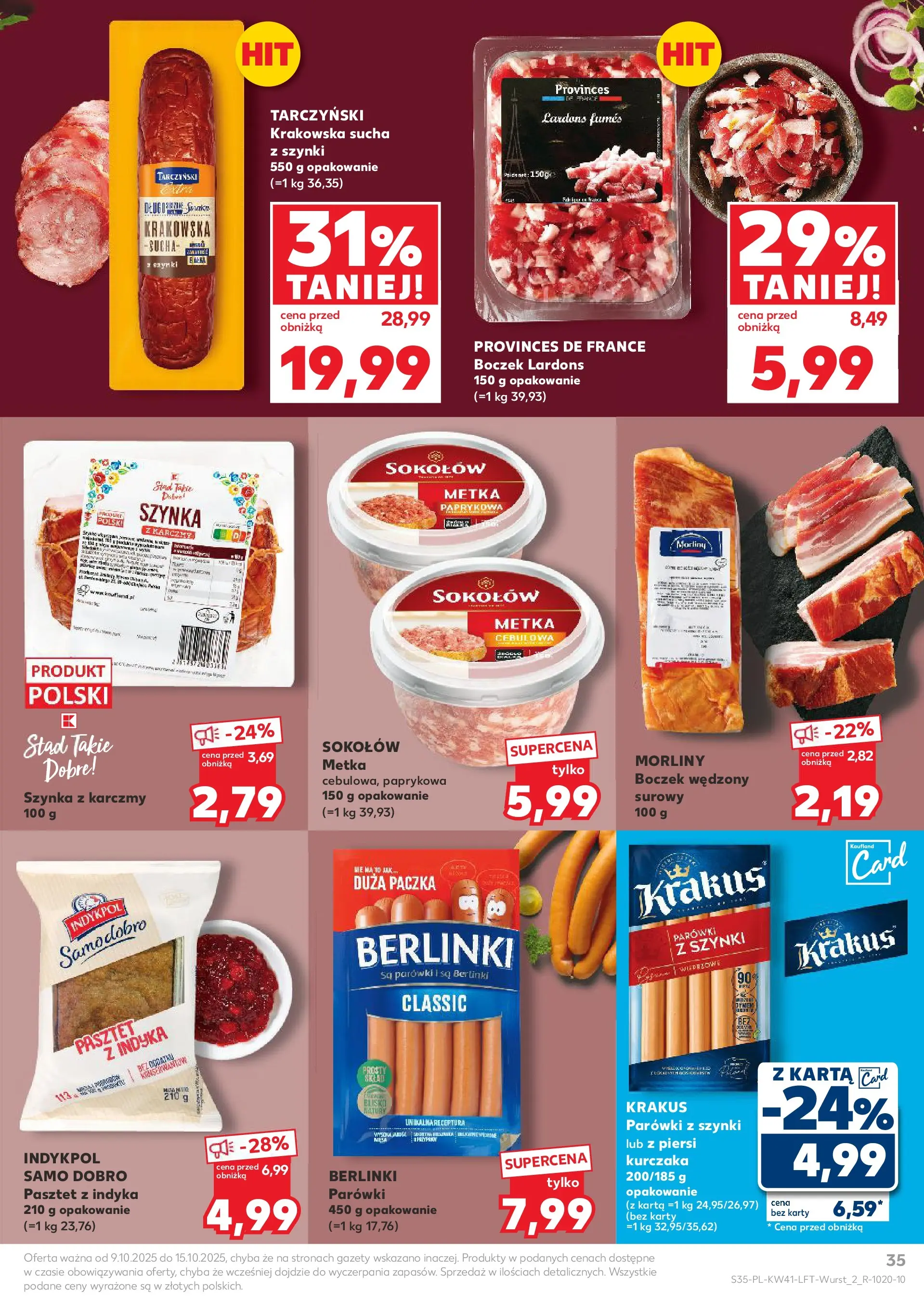 Kaufland gazetka od 09.10.2025 - od jutra PDF | Strona: 35 | Produkty: Piersi, Parówki, Boczek wędzony, Boczek