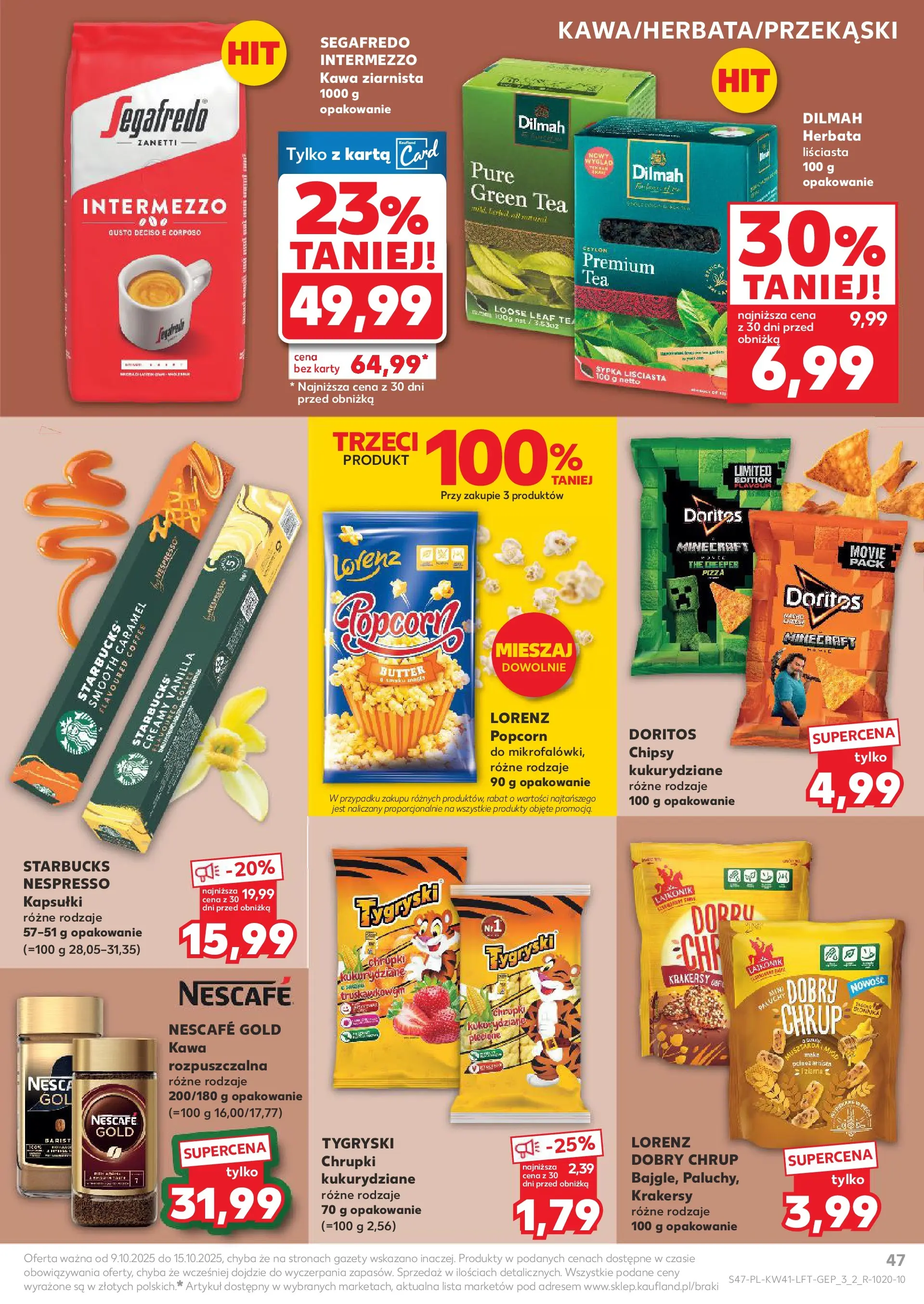 Kaufland gazetka od 09.10.2025 - od jutra PDF | Strona: 47 | Produkty: Chipsy, Nescafe, Kawa ziarnista, Kawa