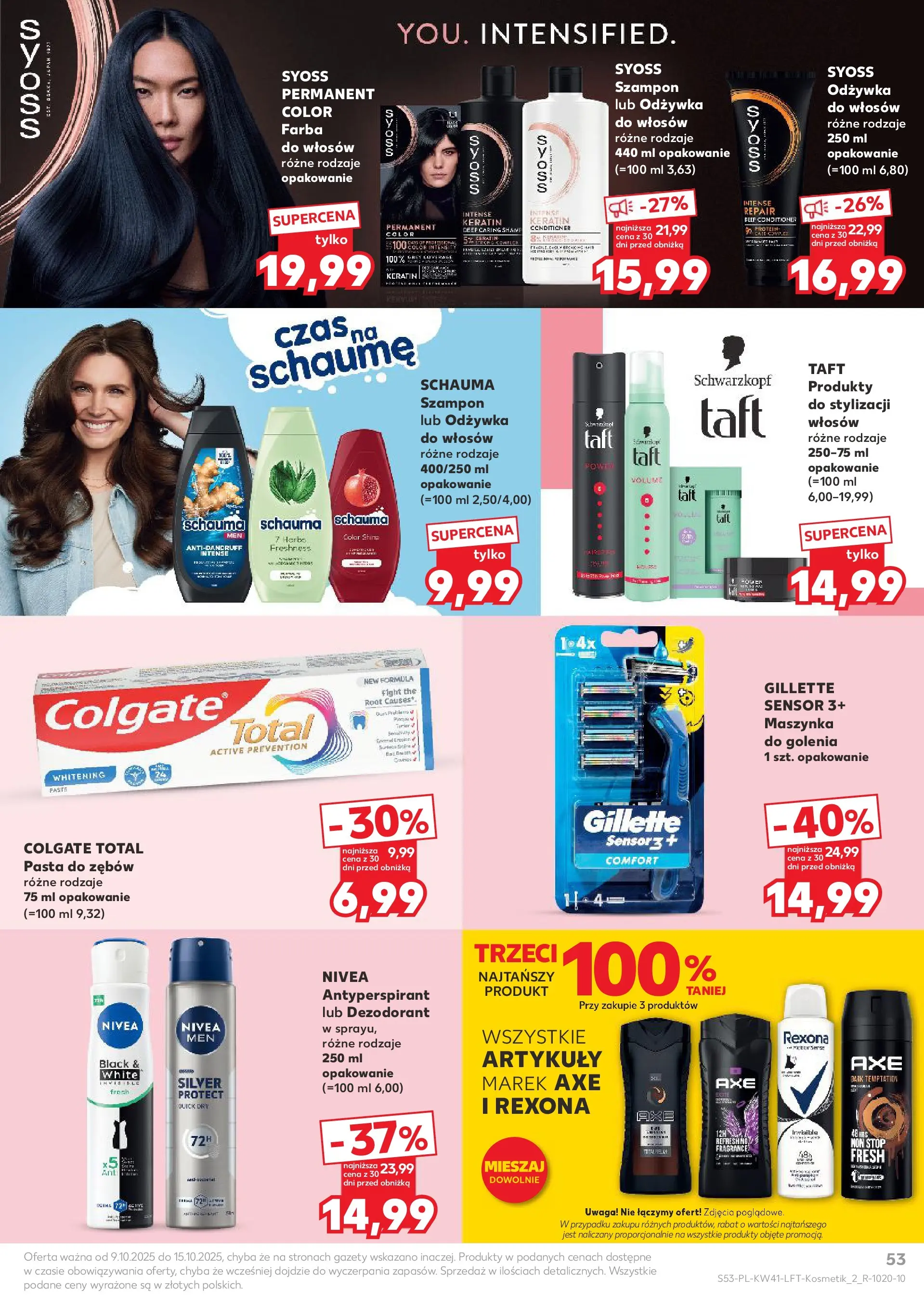 Kaufland gazetka od 09.10.2025 - od jutra PDF | Strona: 53 | Produkty: Gillette, Odżywka, Dezodorant, Pasta do zębów