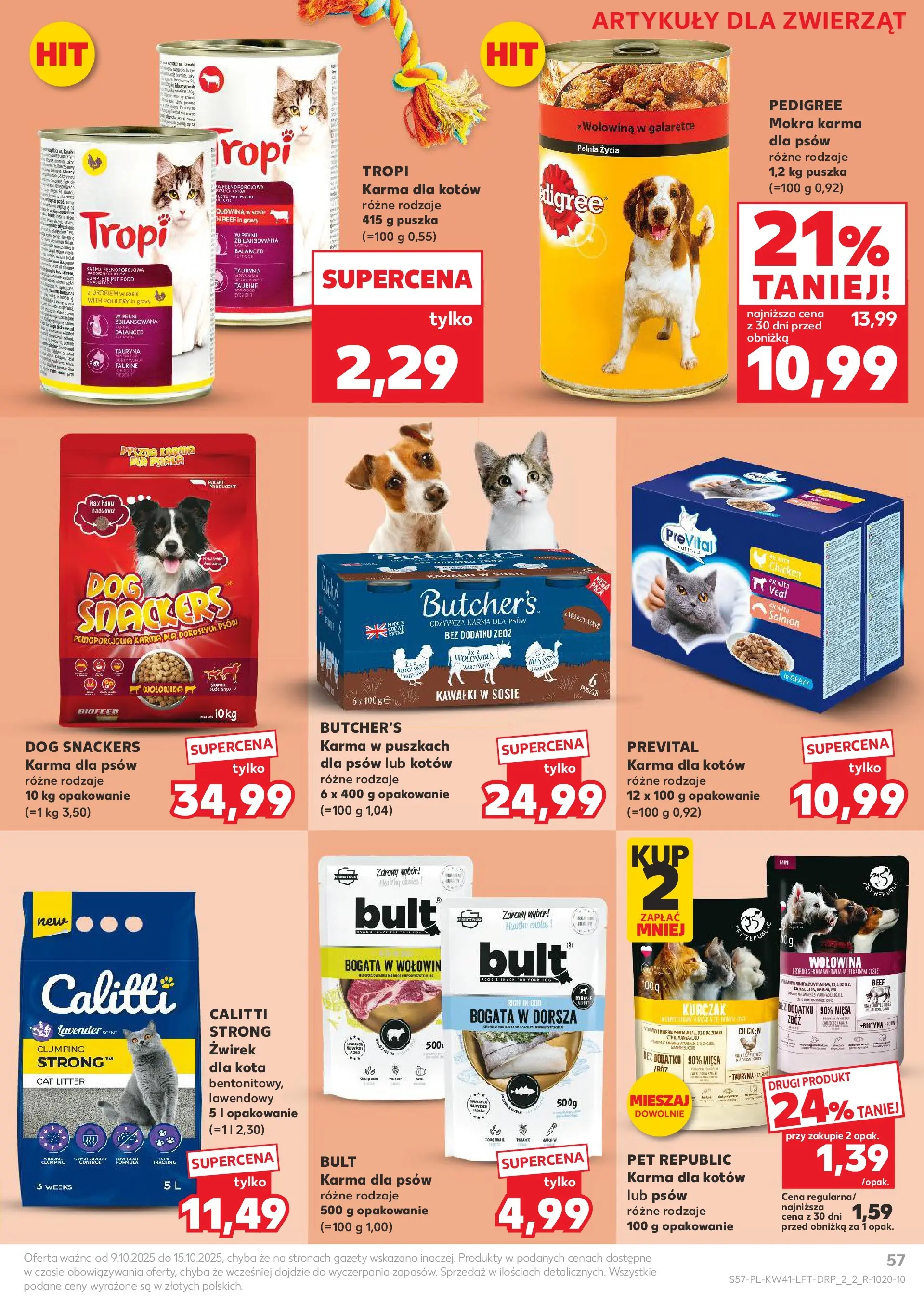 Kaufland gazetka od 09.10.2025 - od jutra PDF | Strona: 57 | Produkty: Kurczak, Pedigree, Wołowina, Karma dla psów