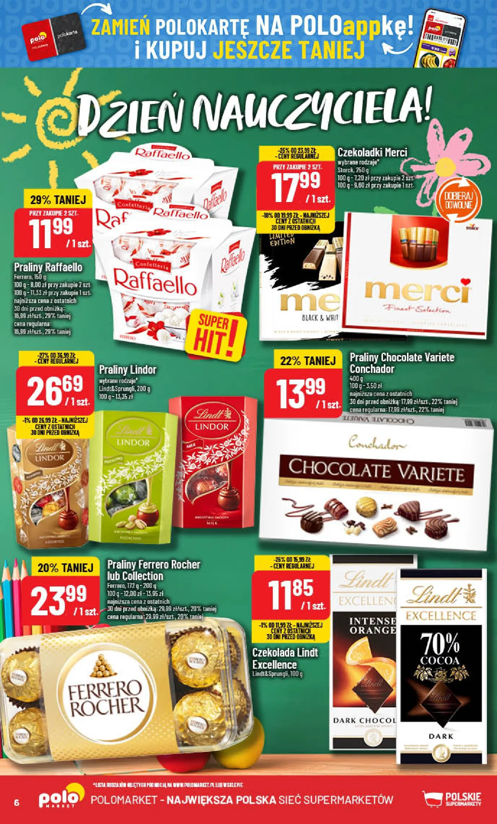 POLOmarket gazetka od jutra (08.10.2025) - Nowa PDF | Strona: 6 | Produkty: Czekolada lindt, Czekoladki, Czekolada, Ferrero rocher