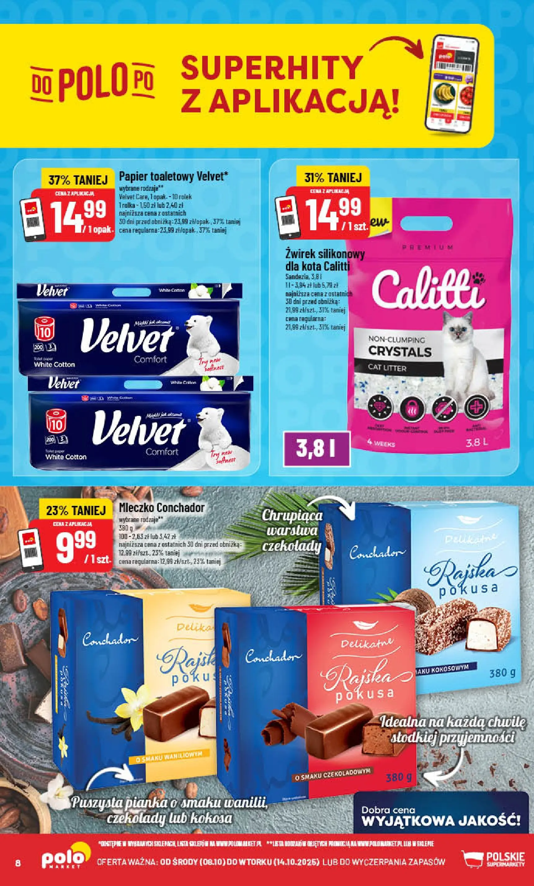 POLOmarket gazetka od jutra (08.10.2025) - Nowa PDF | Strona: 8 | Produkty: Czekolady, Papier toaletowy