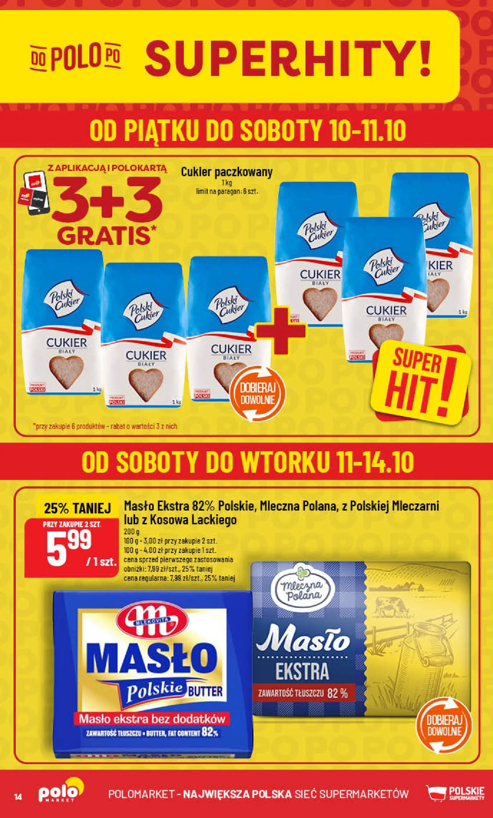 POLOmarket gazetka od jutra (08.10.2025) - Nowa PDF | Strona: 14 | Produkty: Cukier biały, Masło, Cukier
