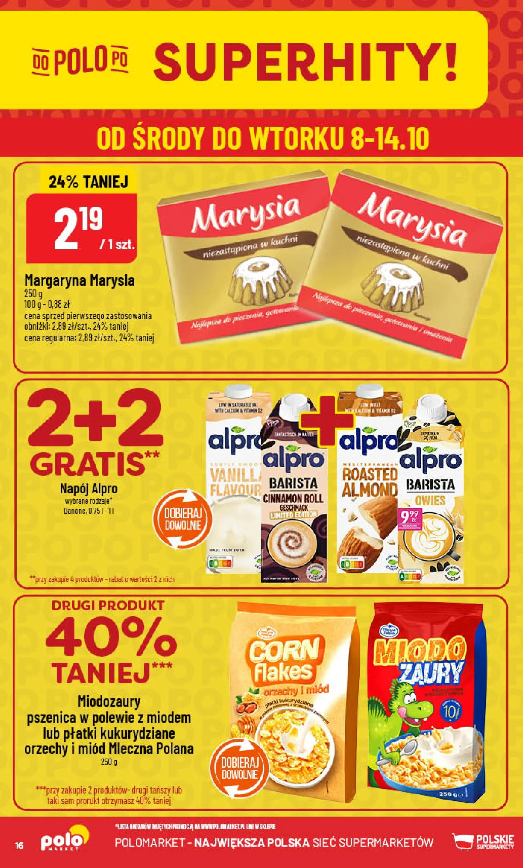 POLOmarket gazetka od jutra (08.10.2025) - Nowa PDF | Strona: 16 | Produkty: Miód, Płatki kukurydziane, Margaryna, Orzechy