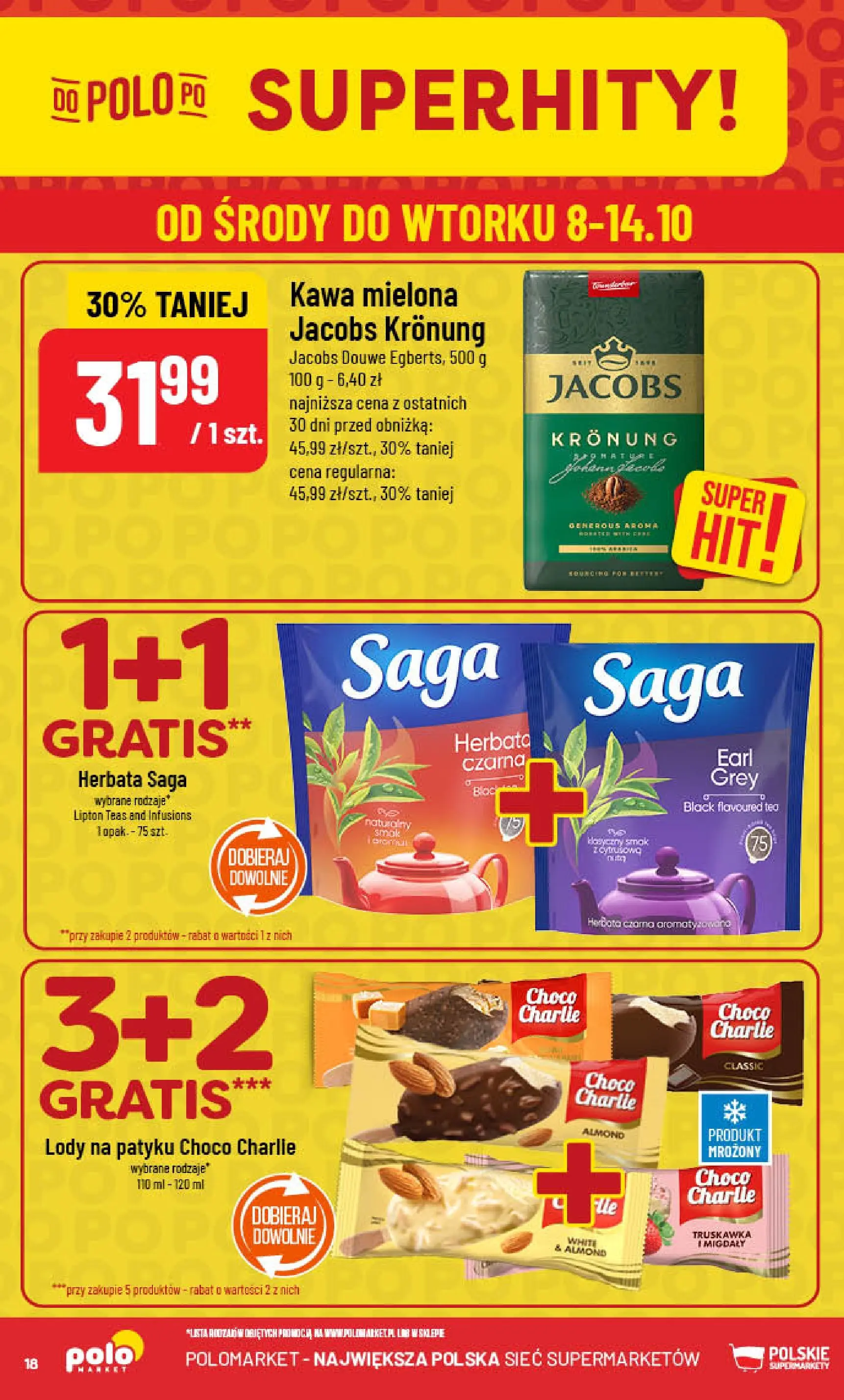 POLOmarket gazetka od jutra (08.10.2025) - Nowa PDF | Strona: 18 | Produkty: Lody na patyku, Kawa, Herbata, Lody