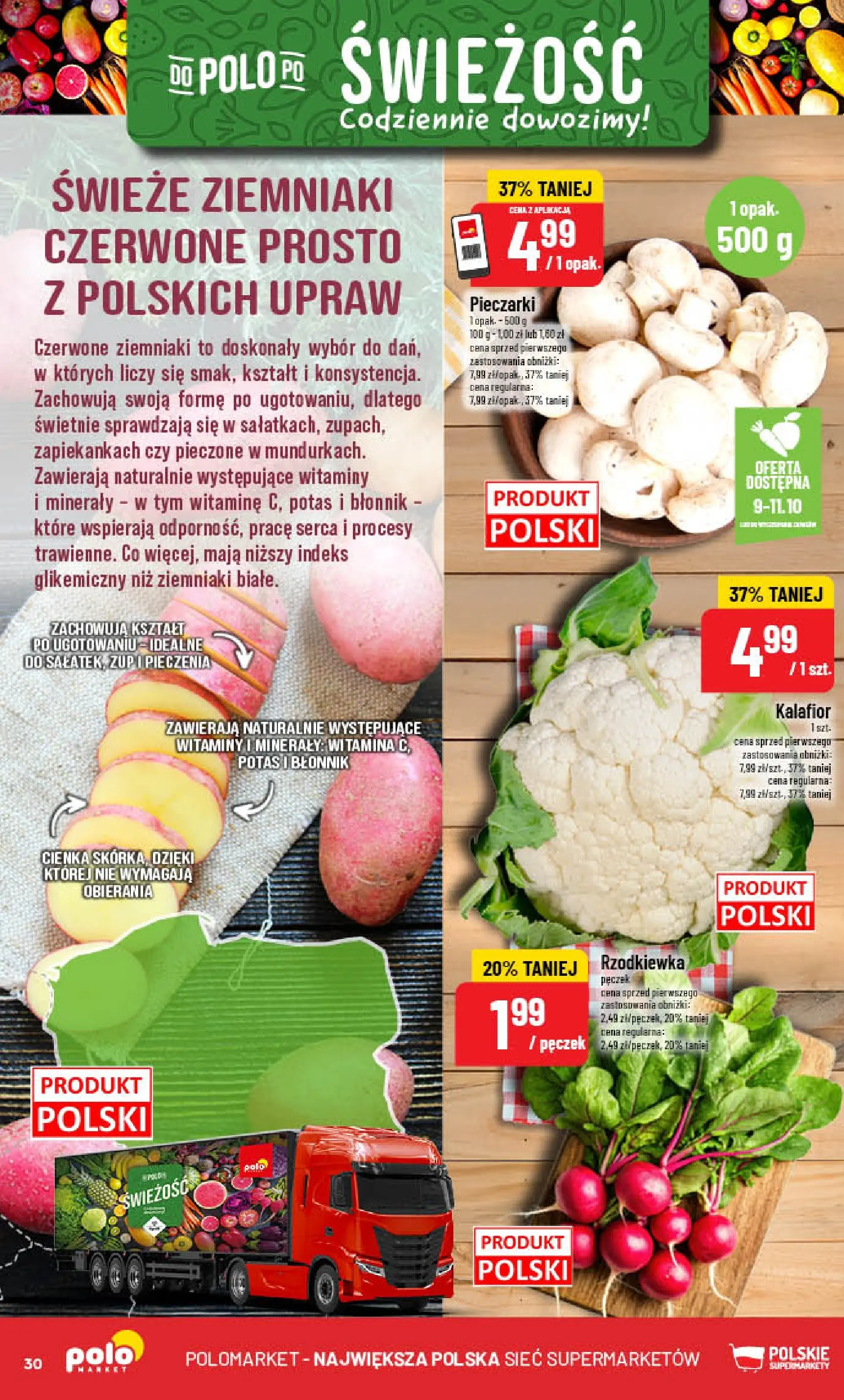 POLOmarket gazetka od jutra (08.10.2025) - Nowa PDF | Strona: 30 | Produkty: Kalafior, Pieczarki, Ziemniaki