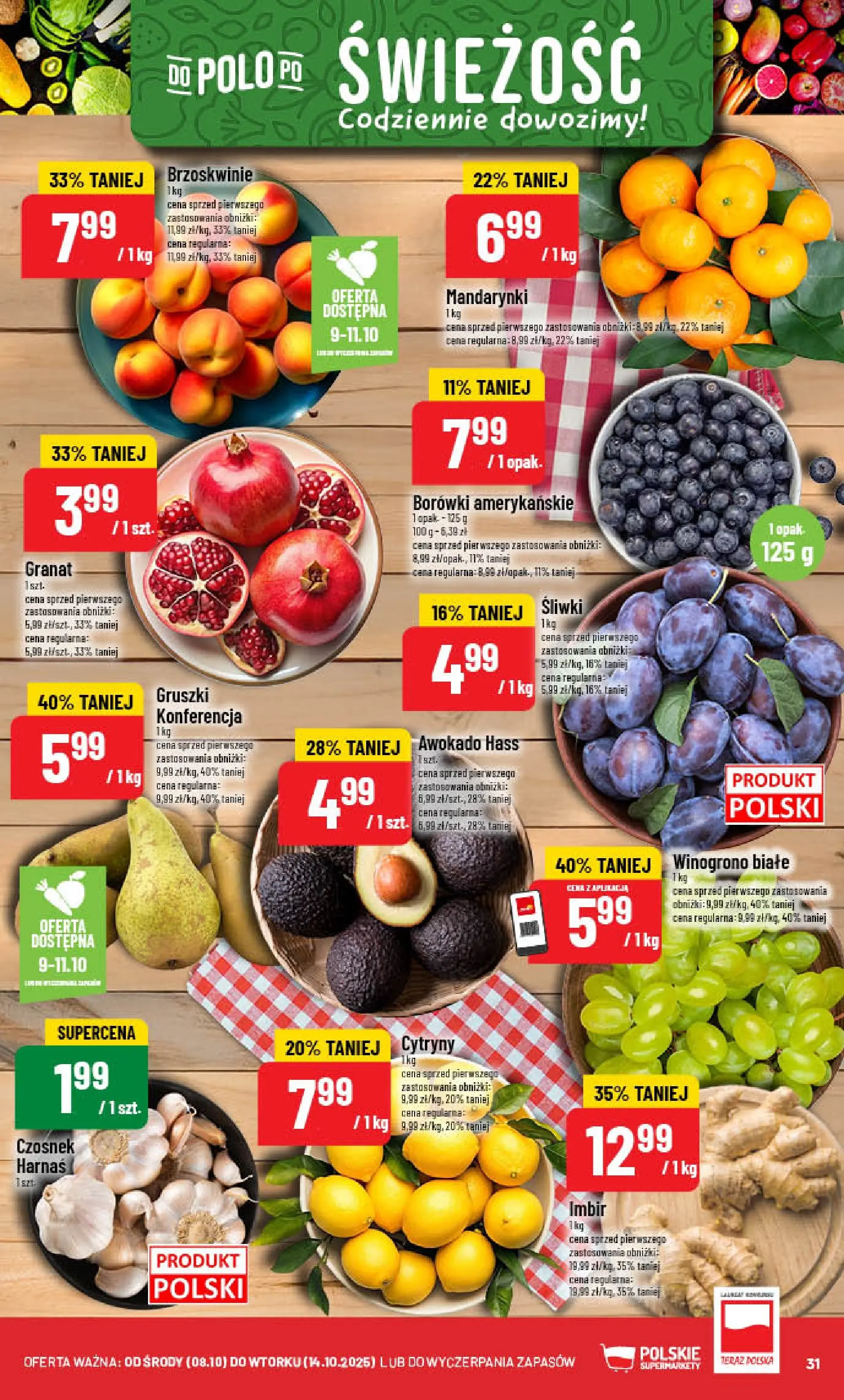 POLOmarket gazetka od jutra (08.10.2025) - Nowa PDF | Strona: 31 | Produkty: Imbir, Cytryny, Brzoskwinie, Awokado