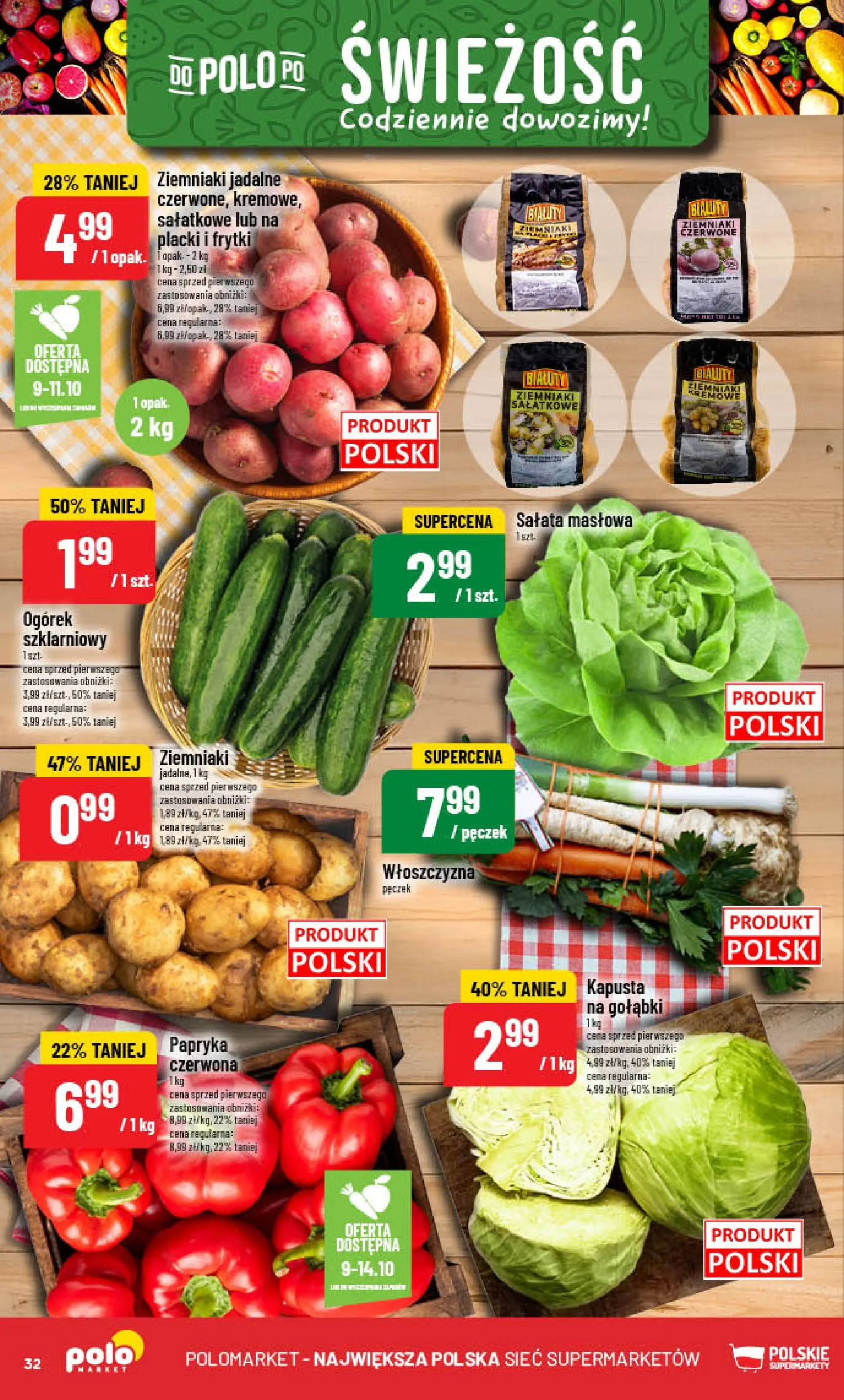 POLOmarket gazetka od jutra (08.10.2025) - Nowa PDF | Strona: 32 | Produkty: Kapusta, Papryka, Frytki, Ziemniaki