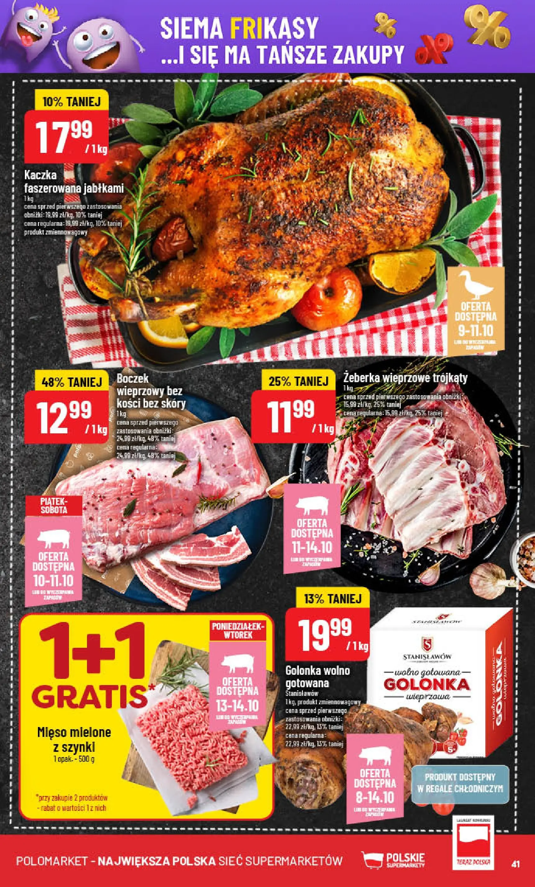 POLOmarket gazetka od jutra (08.10.2025) - Nowa PDF | Strona: 41 | Produkty: Mięso, Boczek wieprzowy, Kaczka, Mięso mielone