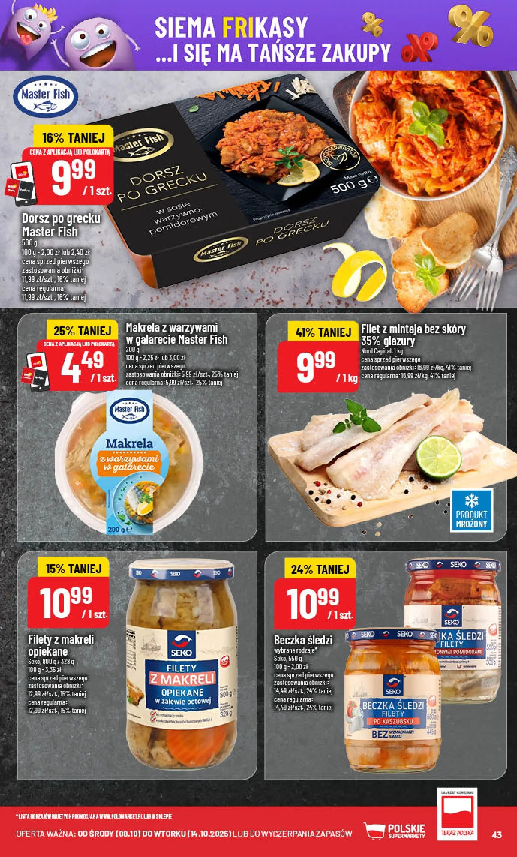POLOmarket gazetka od jutra (08.10.2025) - Nowa PDF | Strona: 43 | Produkty: Dorsz, Makrela