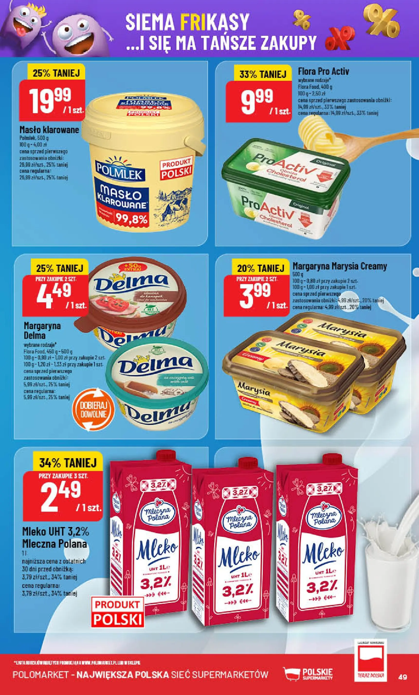 POLOmarket gazetka od jutra (08.10.2025) - Nowa PDF | Strona: 49 | Produkty: Masło klarowane, Margaryna, Mleko, Masło
