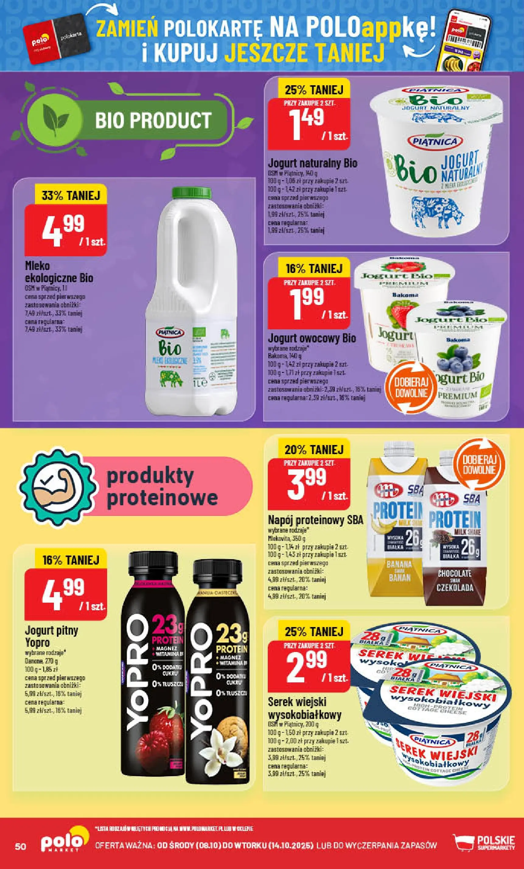 POLOmarket gazetka od jutra (08.10.2025) - Nowa PDF | Strona: 50 | Produkty: Jogurt Bio, Jogurt naturalny bio, Jogurt naturalny, Jogurt owocowy