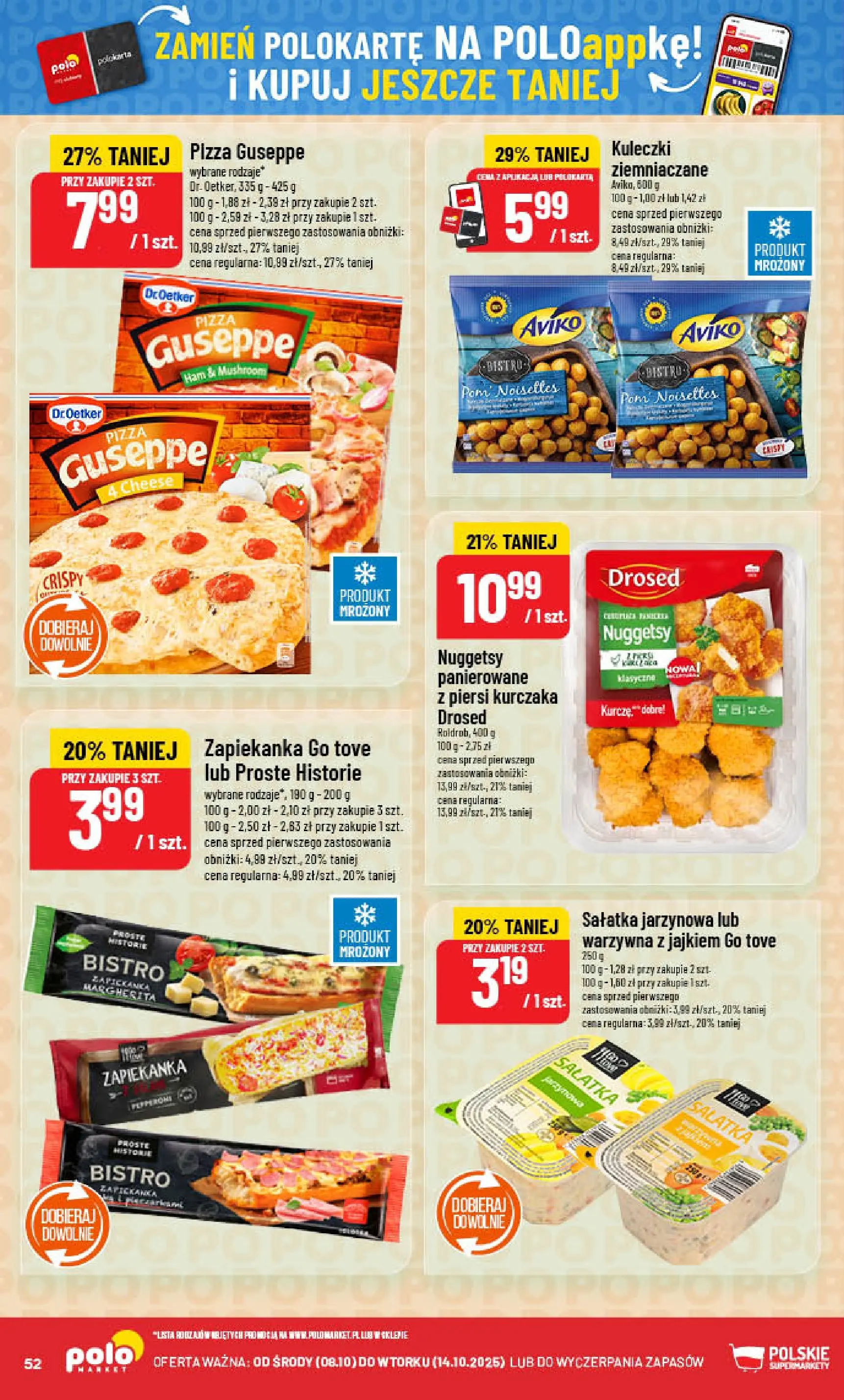 POLOmarket gazetka od jutra (08.10.2025) - Nowa PDF | Strona: 52 | Produkty: Piersi, Zapiekanka, Pizza, Sałatka