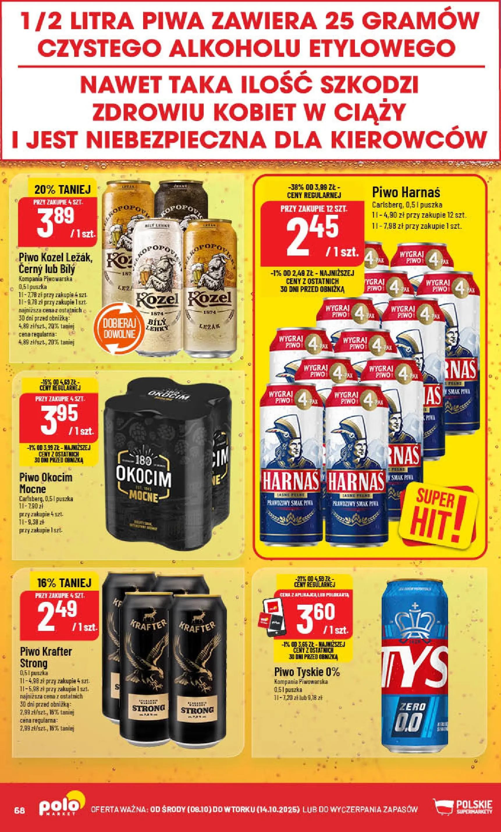 POLOmarket gazetka od jutra (08.10.2025) - Nowa PDF | Strona: 68 | Produkty: Leżak, Tyskie, Piwo, Piwo kozel