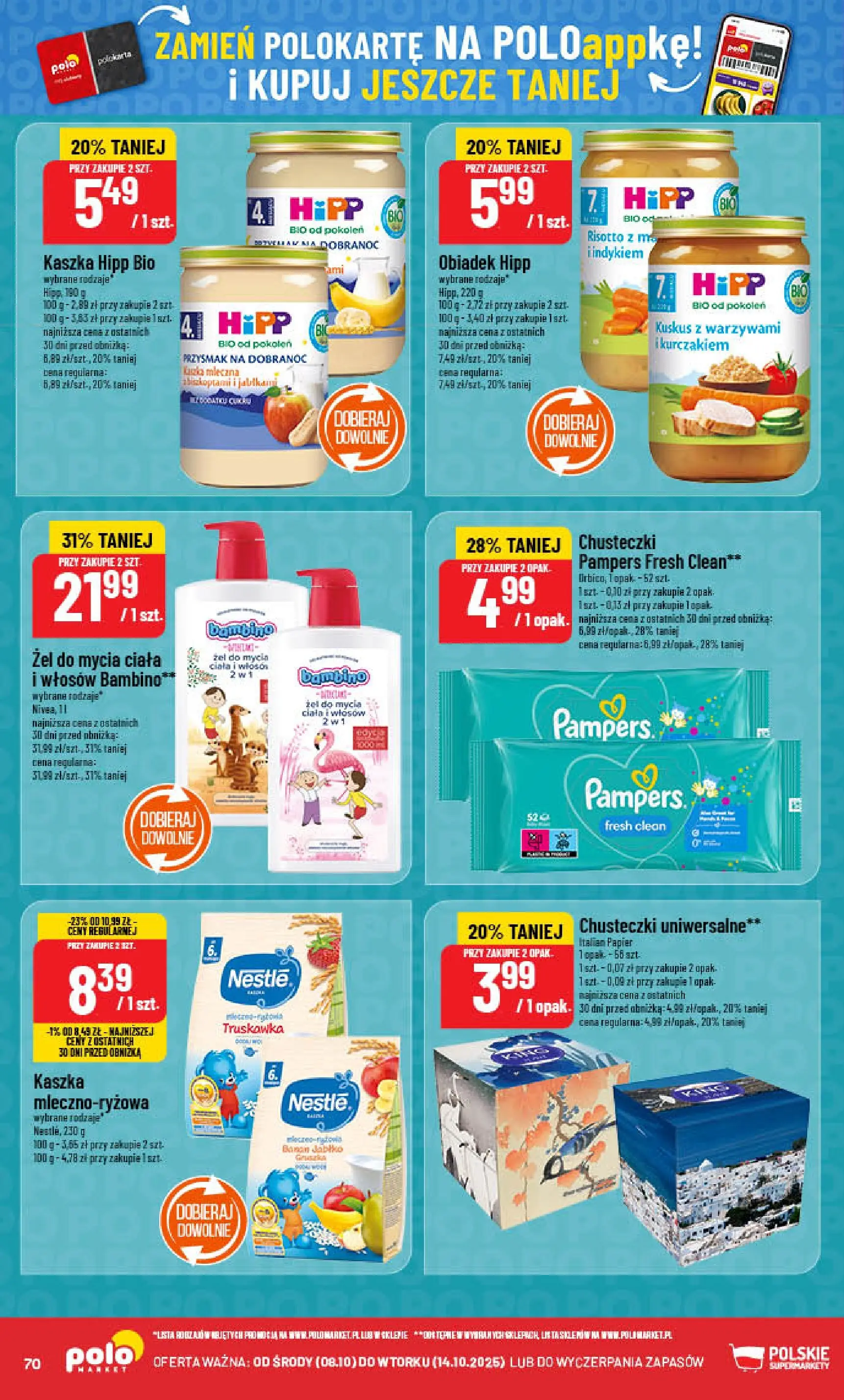 POLOmarket gazetka od jutra (08.10.2025) - Nowa PDF | Strona: 70 | Produkty: Pampers, Banan
