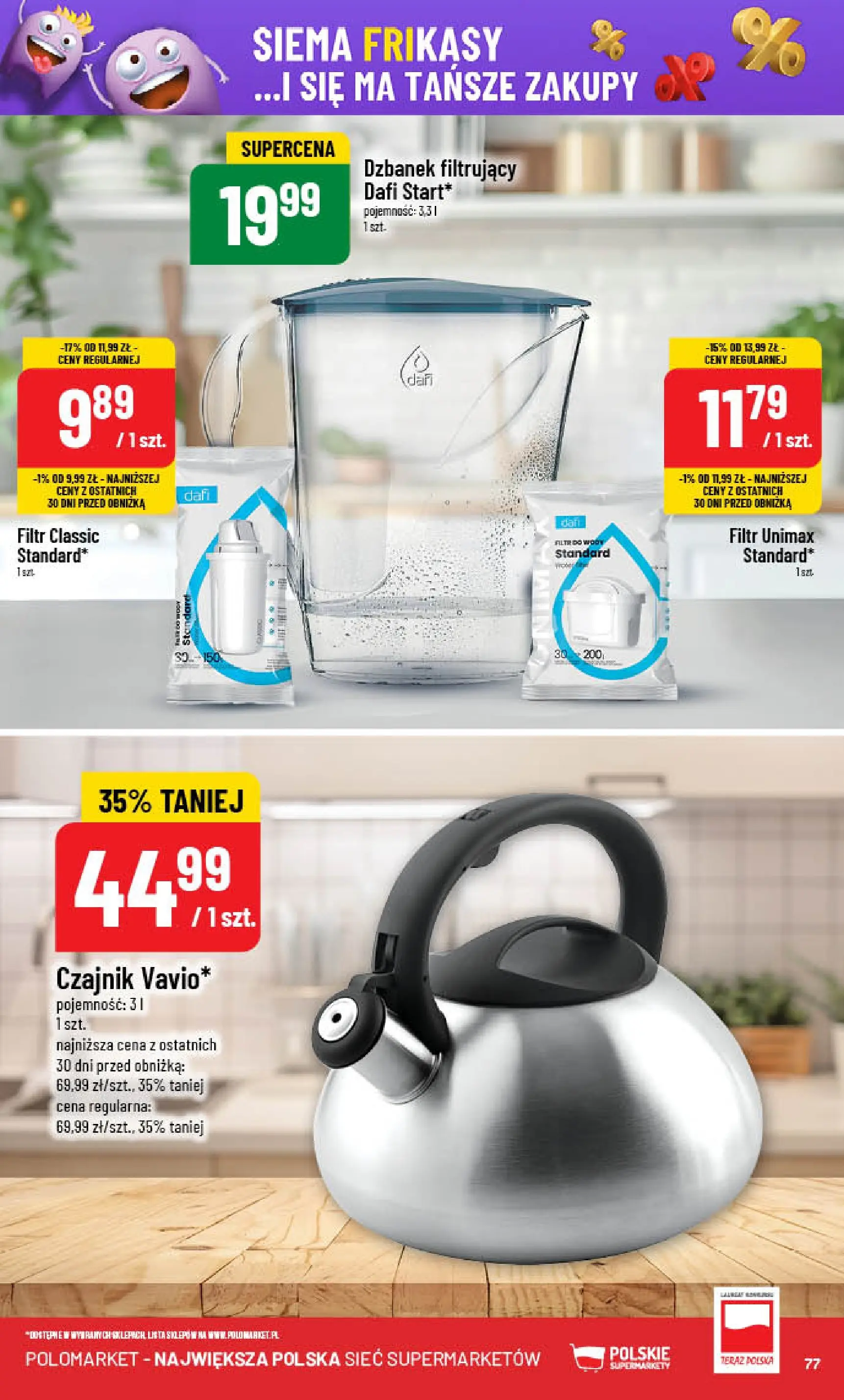 POLOmarket gazetka od jutra (08.10.2025) - Nowa PDF | Strona: 77 | Produkty: Dzbanek, Filtr do wody, Czajnik, Dzbanek filtrujący