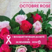 Pendant tout le mois d'octobre nous nous engageons à reverser 2€ par bouquet Myriam acheté à l'association Rose Up.