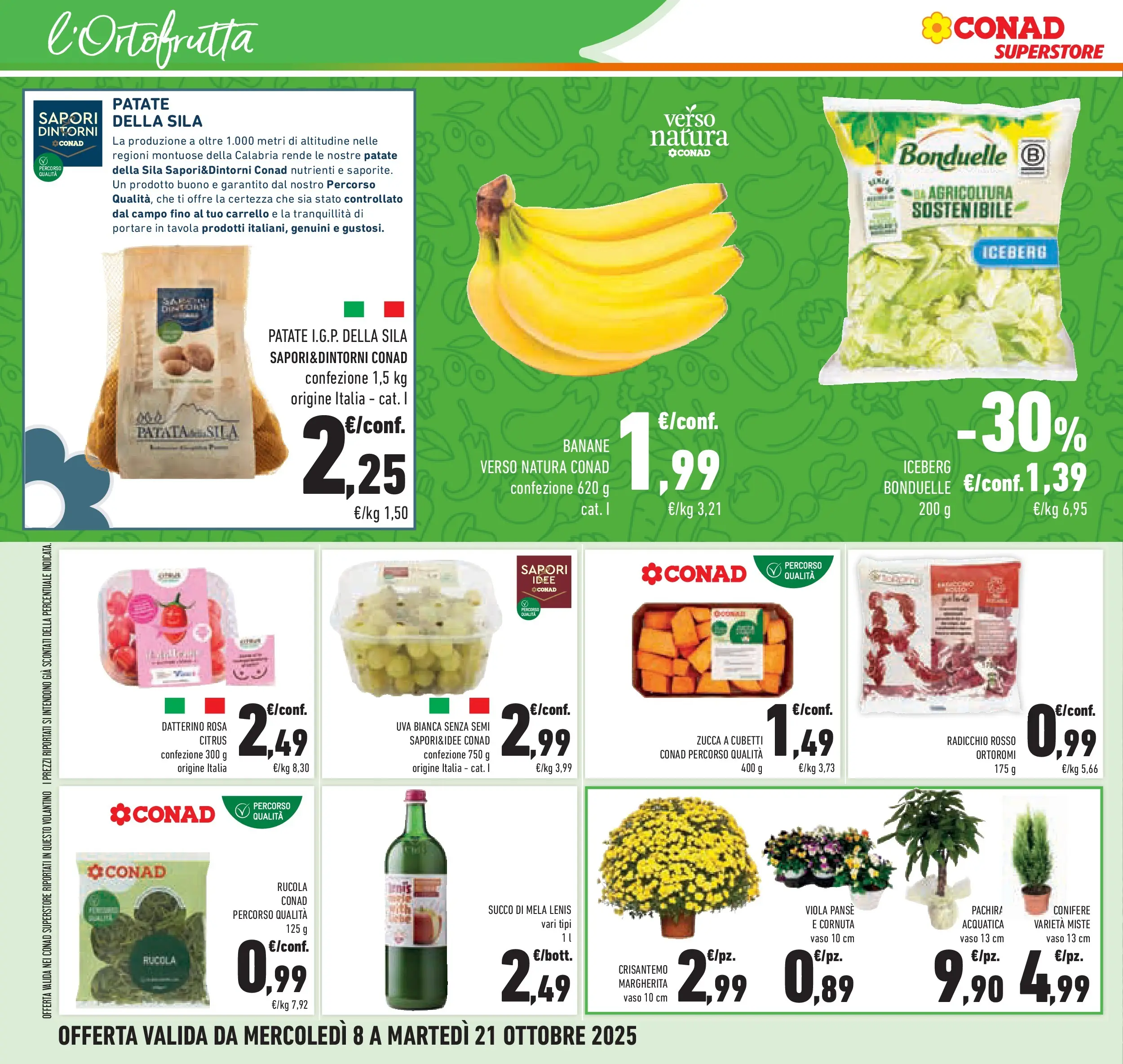 Volantino Conad dal 08/10/2025 > Anteprima | Pagina: 20 | Prodotti: Succo, Patate, Carrello, Uva