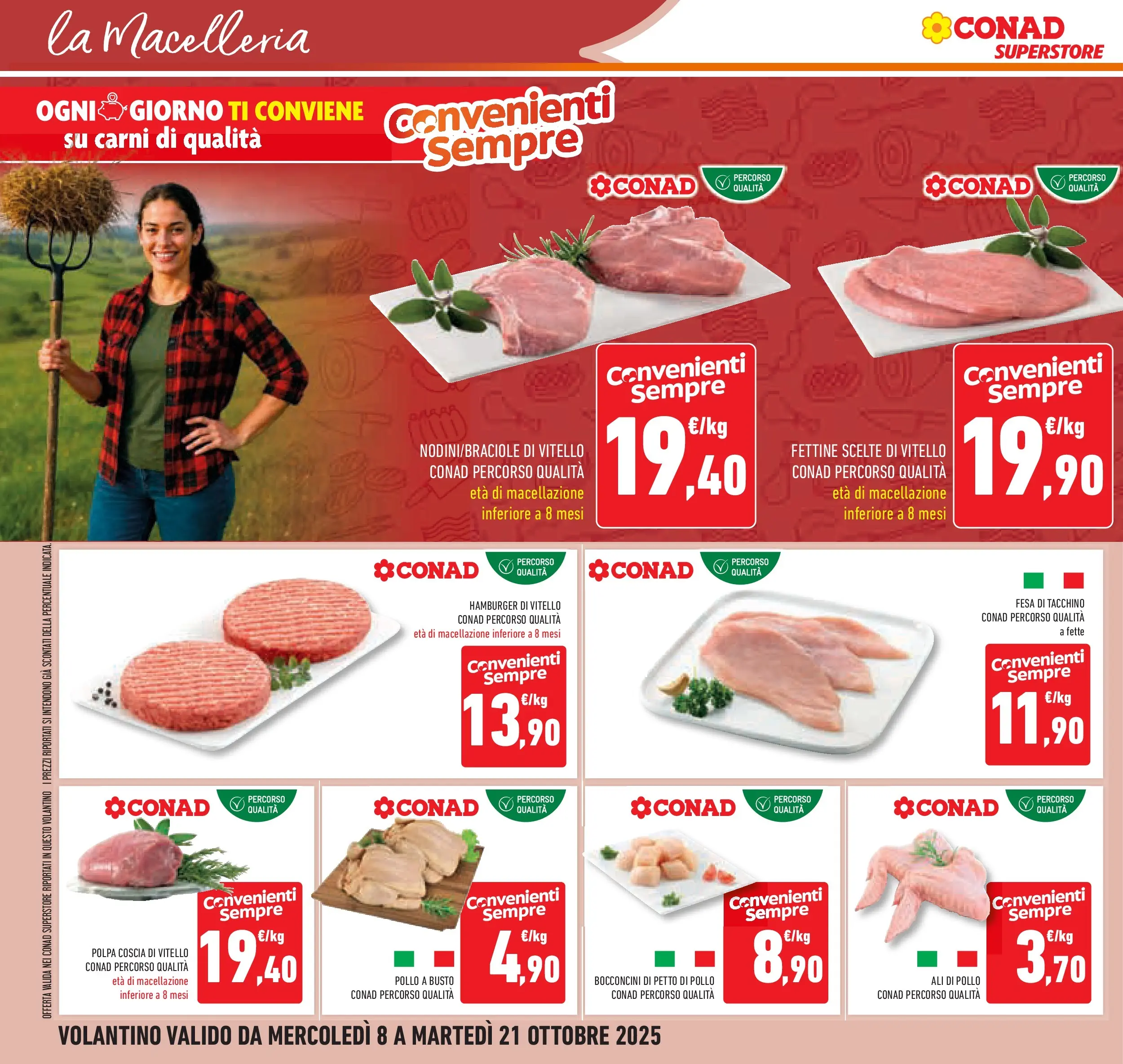 Volantino Conad dal 08/10/2025 > Anteprima | Pagina: 22 | Prodotti: Pollo, Tacchino, Vitello, Hamburger