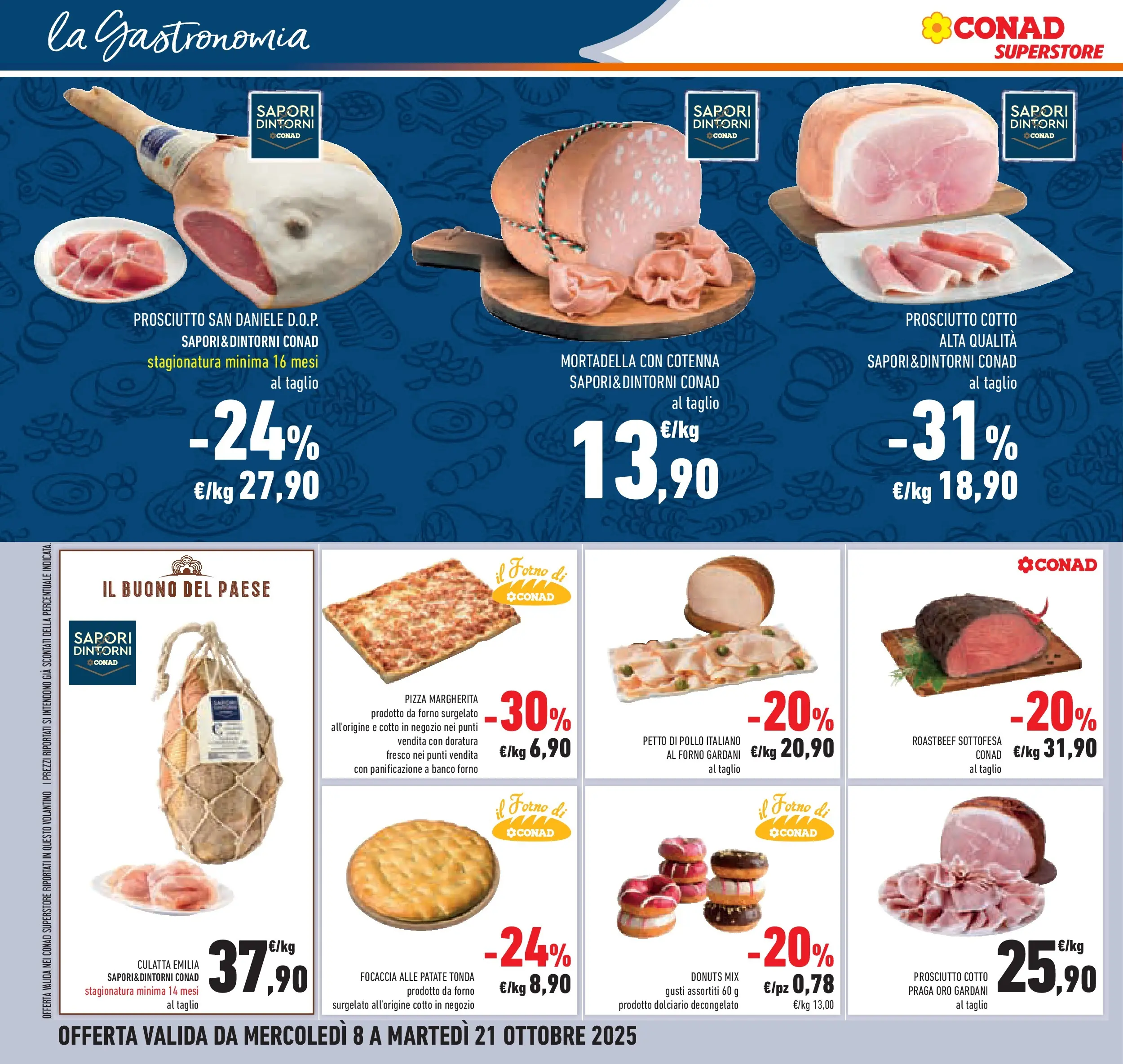 Volantino Conad dal 08/10/2025 > Anteprima | Pagina: 28 | Prodotti: Prosciutto Cotto, Pizza, Mortadella, Il forno