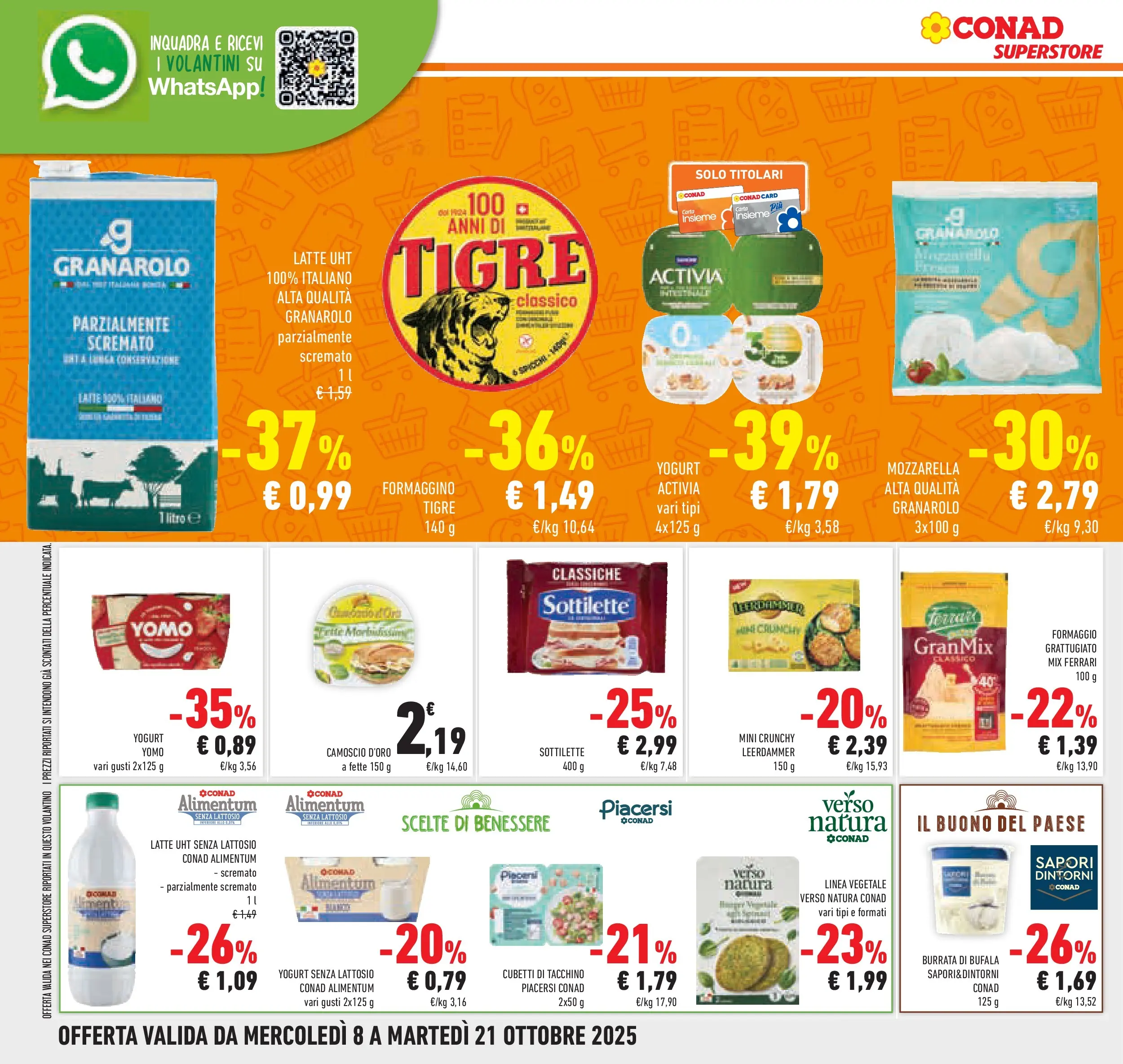 Volantino Conad dal 08/10/2025 > Anteprima | Pagina: 30 | Prodotti: Yogurt senza lattosio, Yogurt, Tacchino, Mozzarella