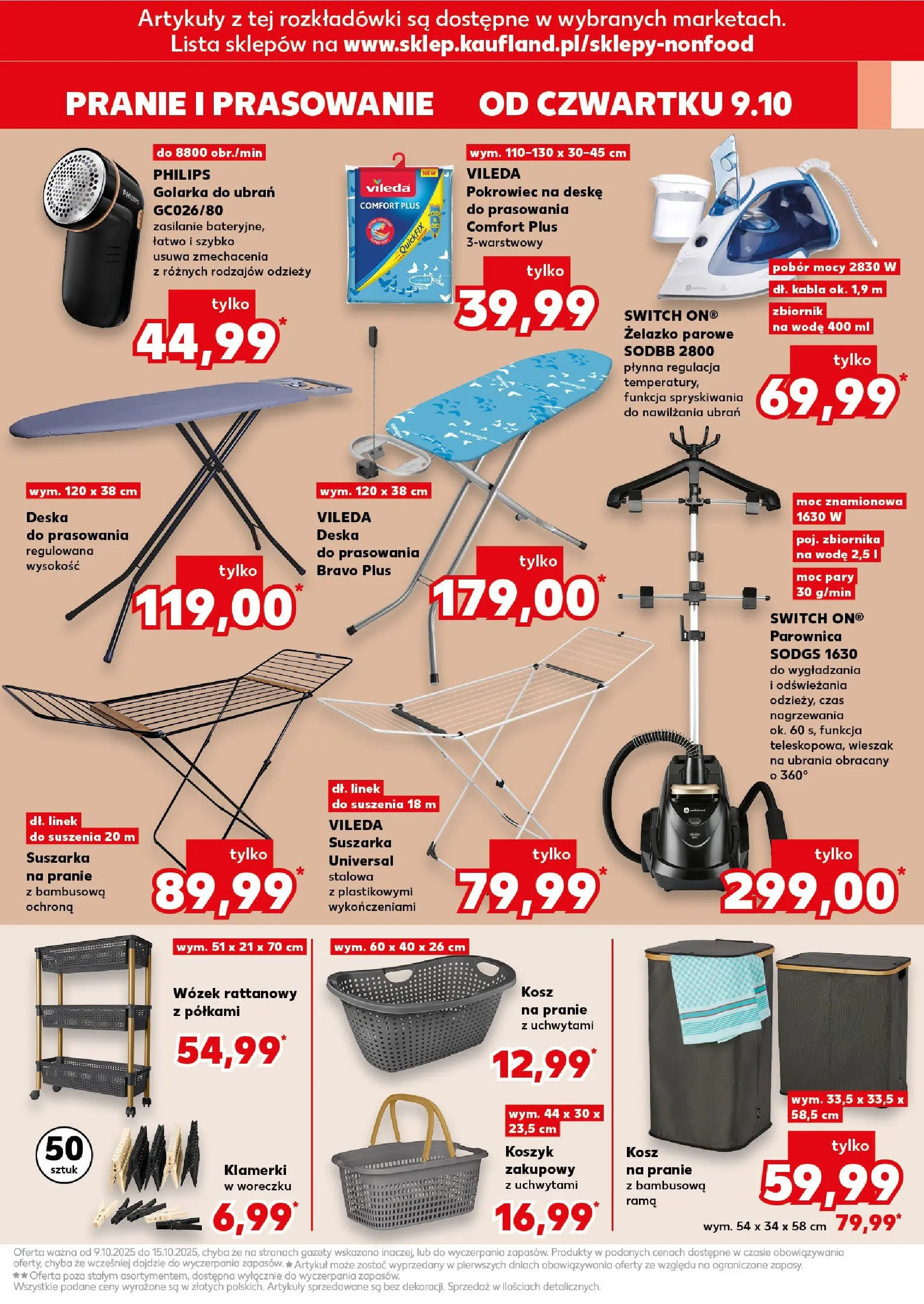 Kaufland gazetka - Mega okazje od 09.10.2025 - od jutra PDF | Strona: 7 | Produkty: Suszarka, Parownica, Golarka do ubrań, Deska vileda