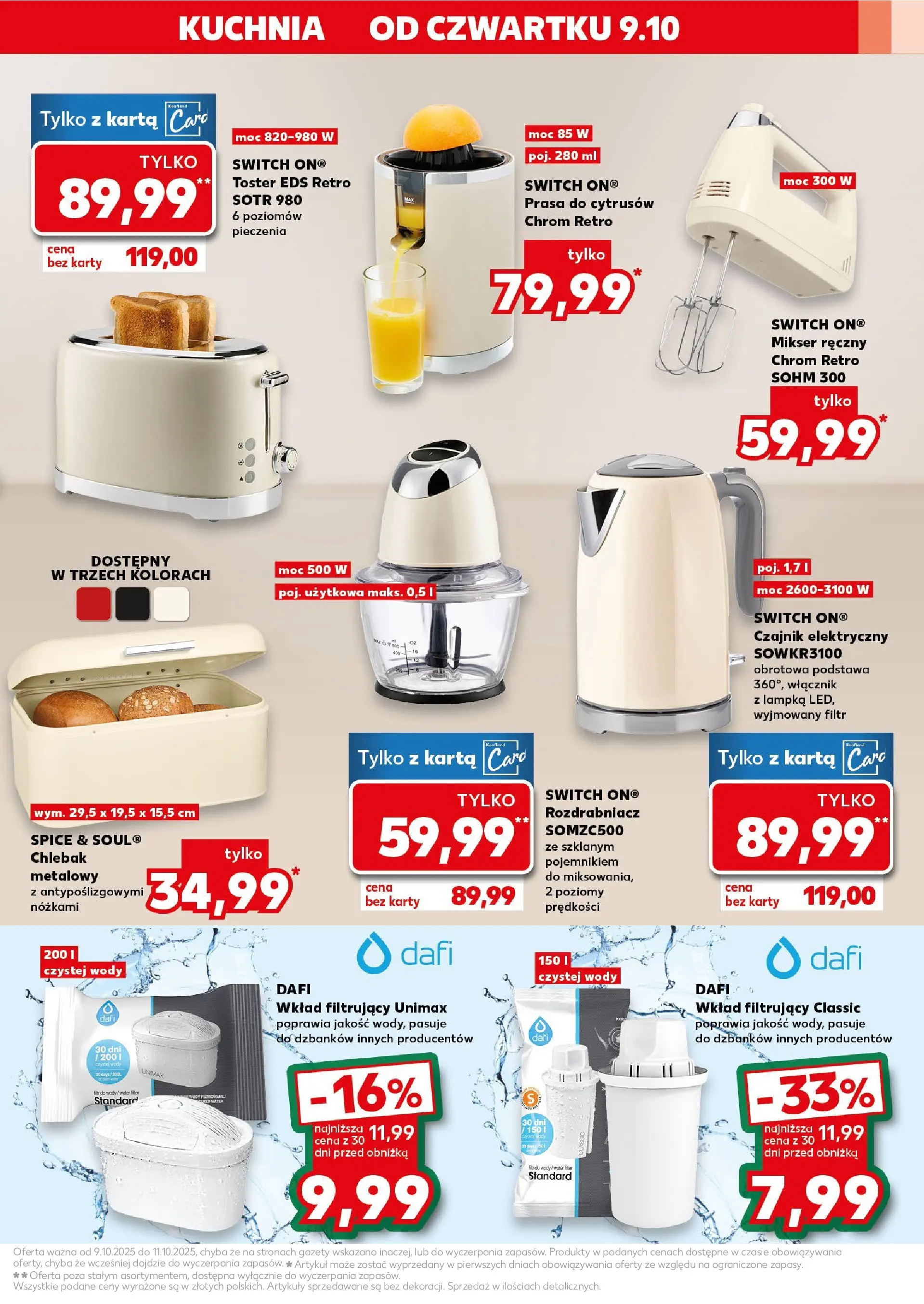 Kaufland gazetka - Mega okazje od 09.10.2025 - od jutra PDF | Strona: 11 | Produkty: Karta, Czajnik, Mikser, Toster
