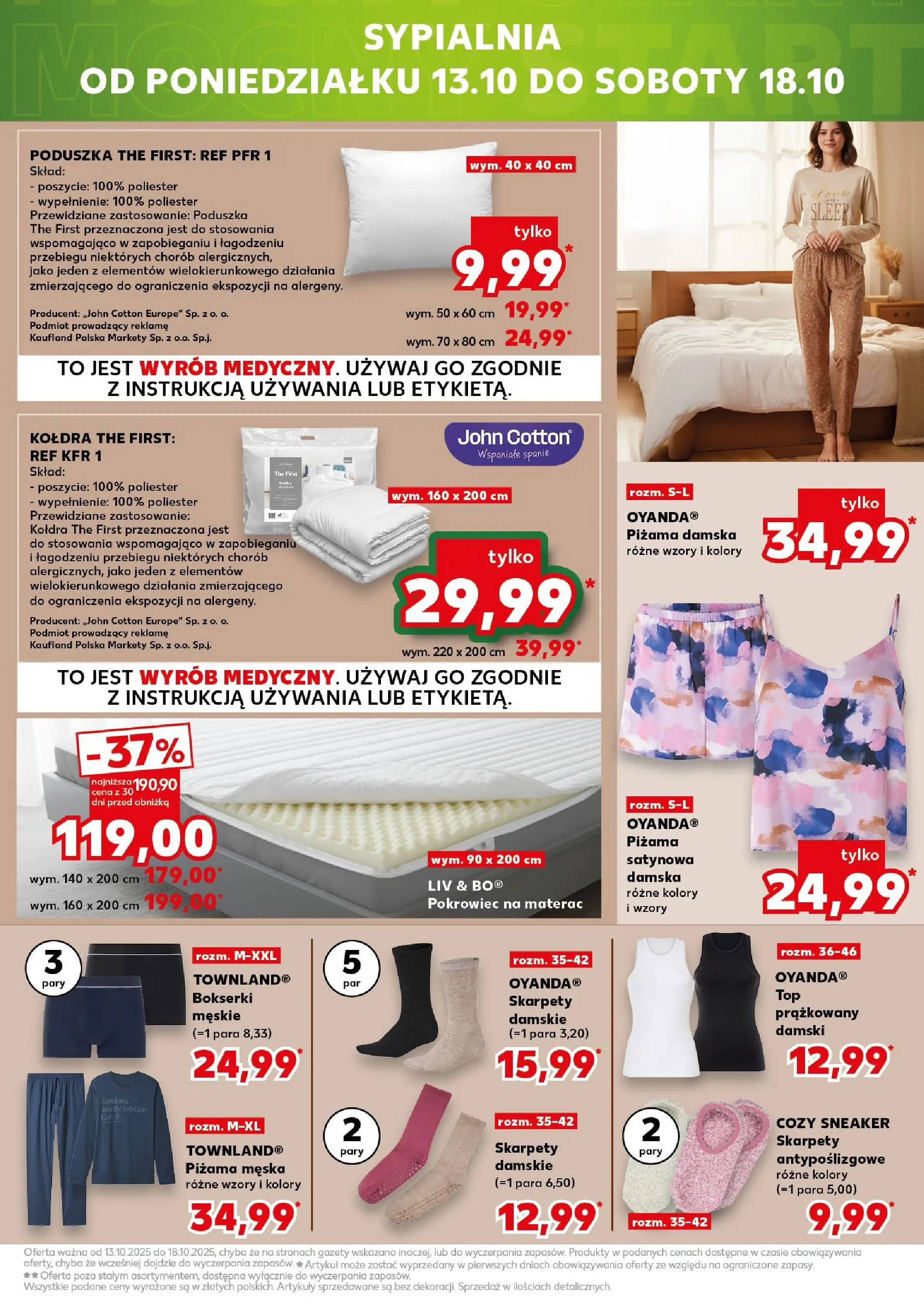 Kaufland gazetka - Mega okazje od 09.10.2025 - od jutra PDF | Strona: 17 | Produkty: Skarpety, Bokserki, Poduszka, Kołdra