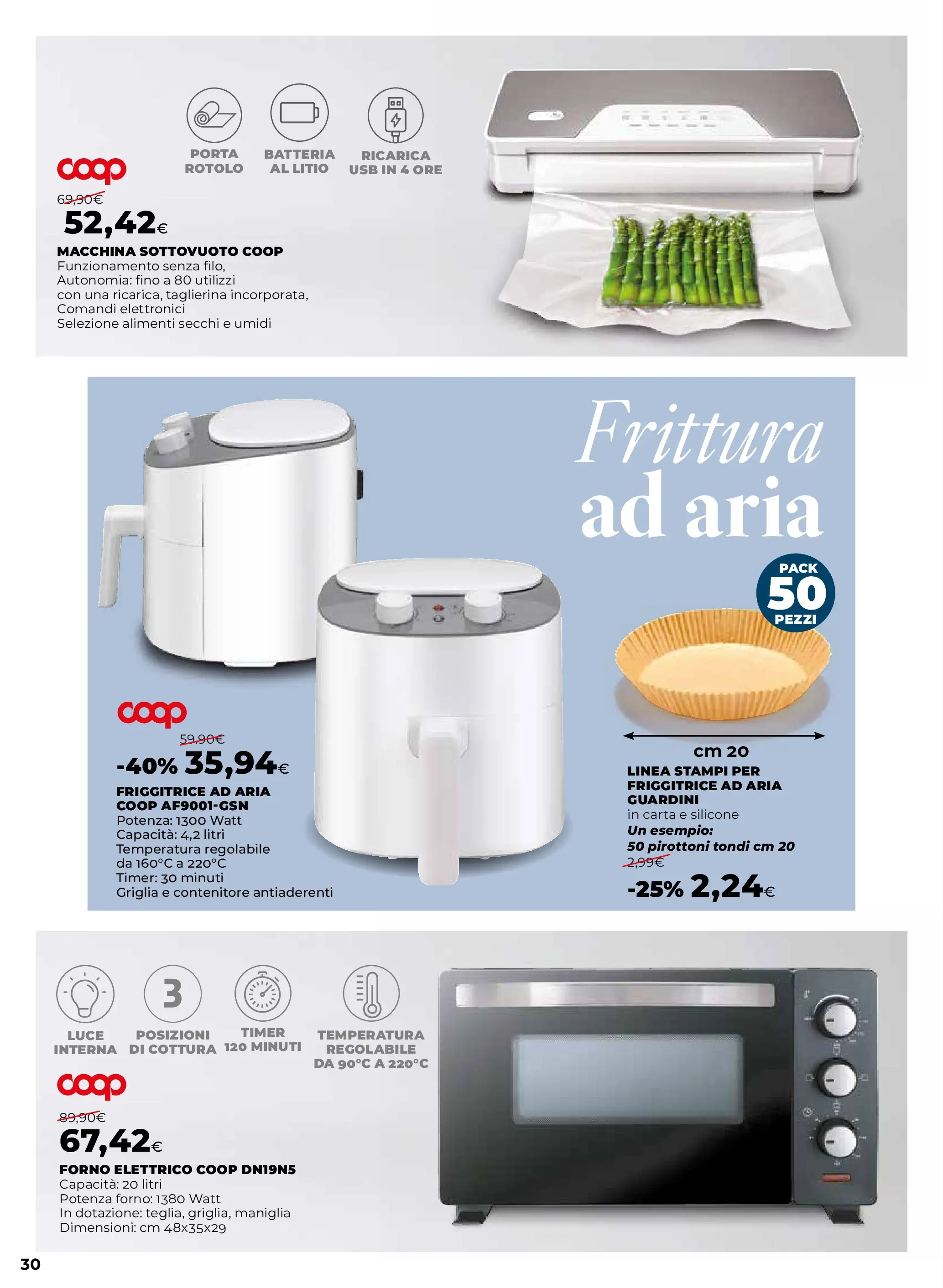 Anteprima volantino Ipercoop dal ﻿09/10/2025﻿ ﻿- nuovo offerte | Pagina: 30 | Prodotti: Friggitrice ad aria, Macchina sottovuoto, Friggitrice, Batteria