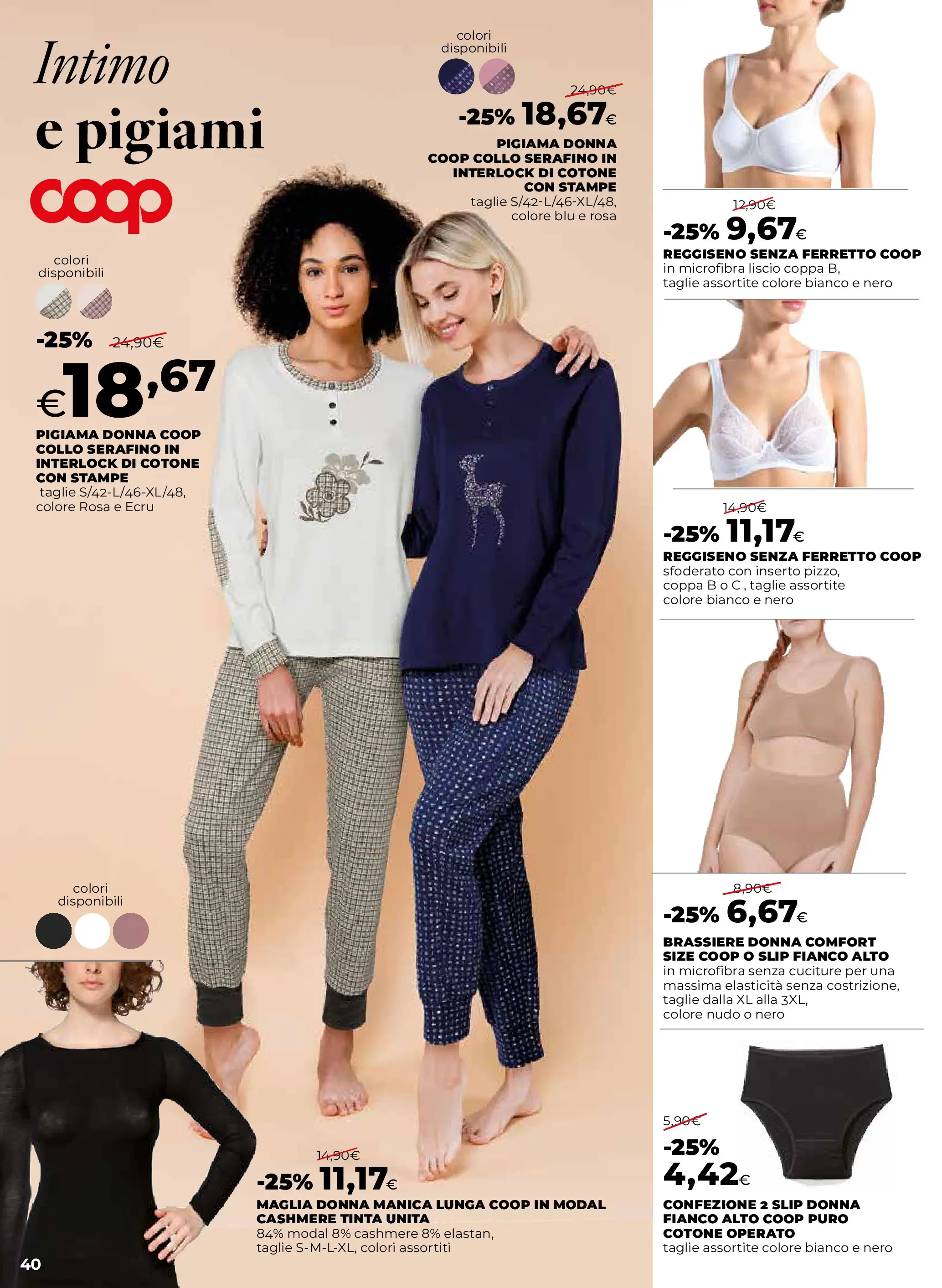 Anteprima volantino Ipercoop dal ﻿09/10/2025﻿ ﻿- nuovo offerte | Pagina: 40 | Prodotti: Intimo, Reggiseno, Pigiama, Slip