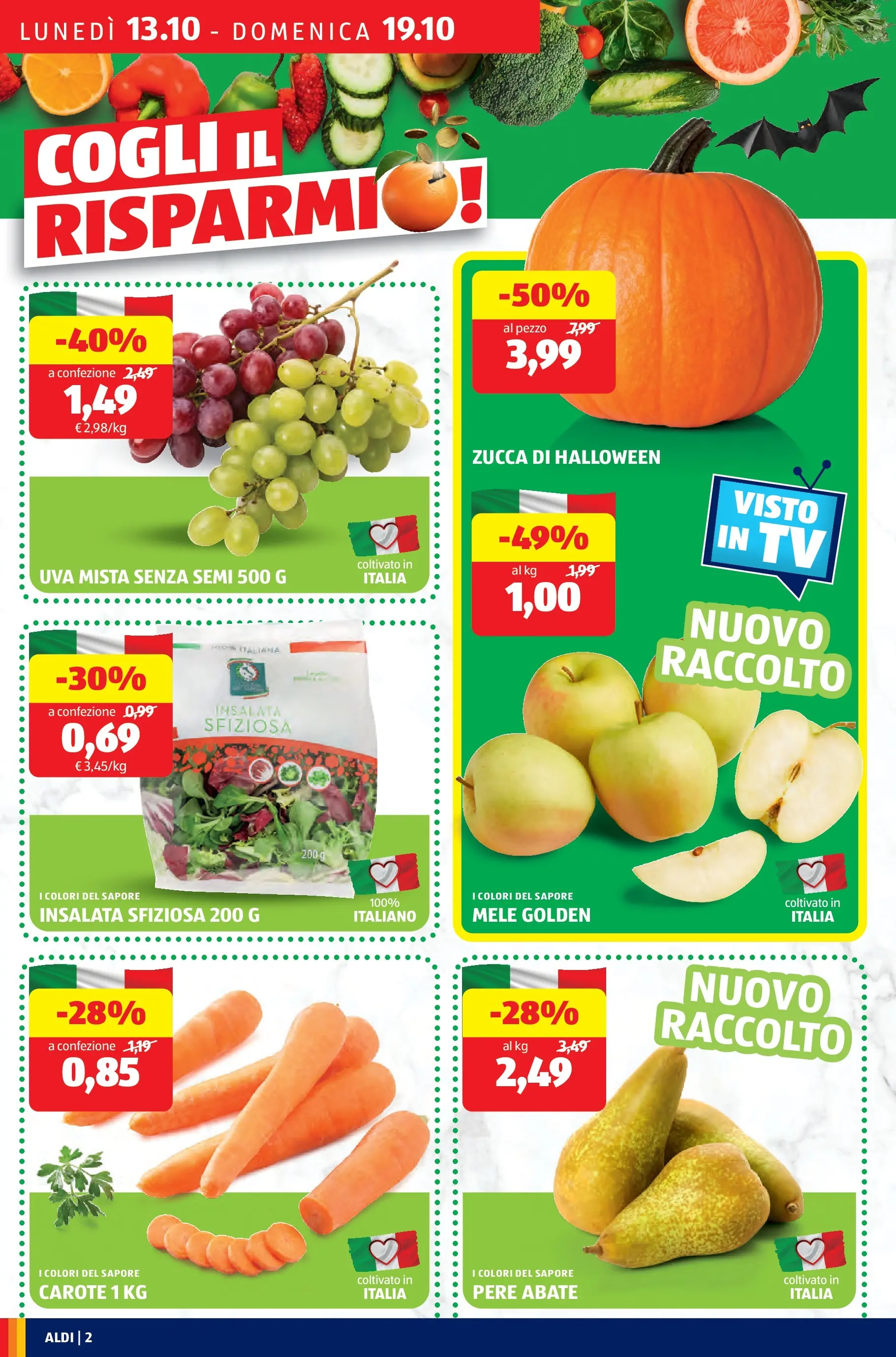 Nuovo Aldi - Offerte da paura dal 12/10/2025 > offerte anteprima 🛍️ | Pagina: 2 | Prodotti: Mele, Insalata, Carote, Zucca