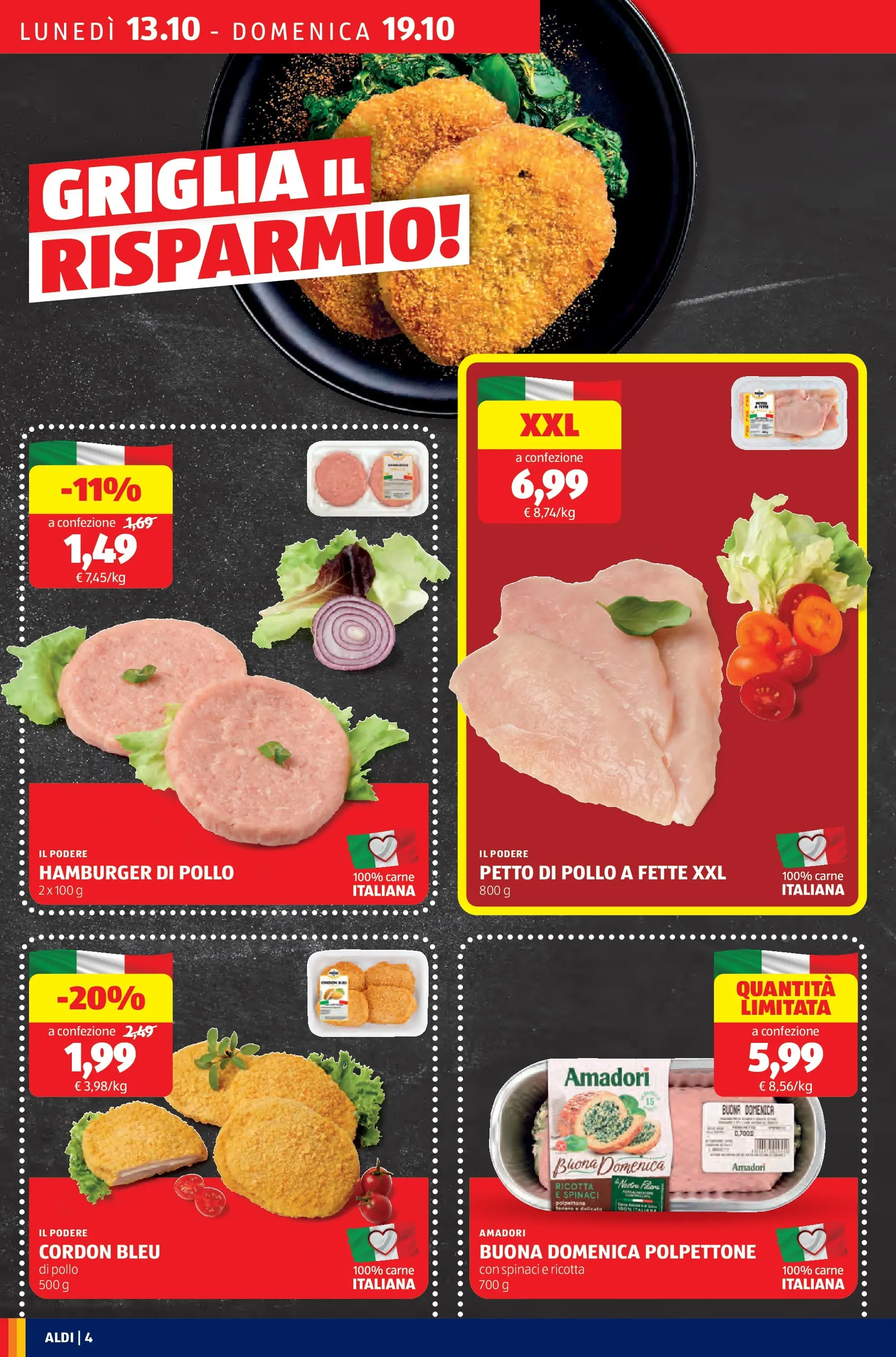 Nuovo Aldi - Offerte da paura dal 12/10/2025 > offerte anteprima 🛍️ | Pagina: 4 | Prodotti: Pollo, Spinaci, Ricotta, Hamburger