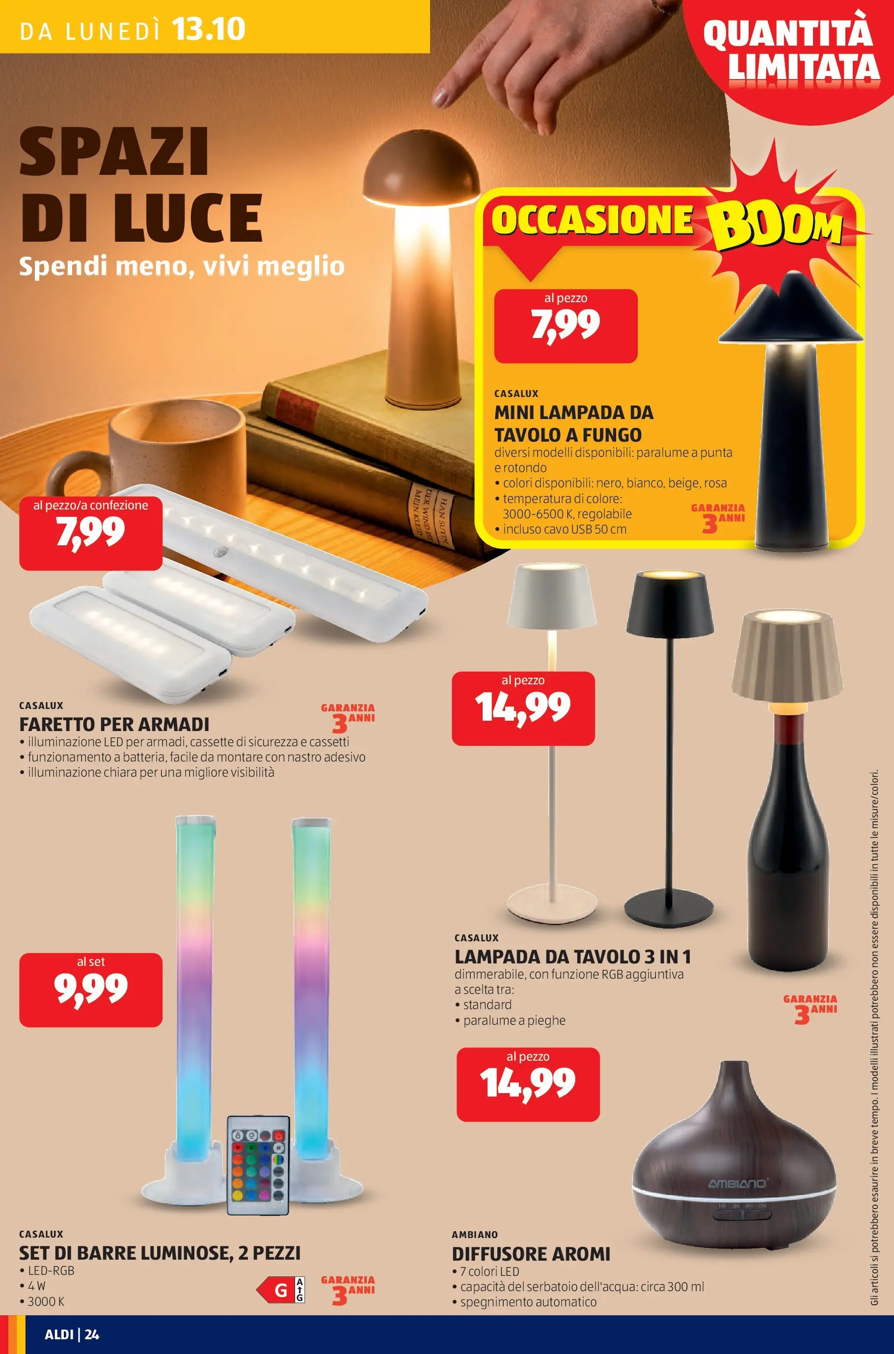 Nuovo Aldi - Offerte da paura dal 12/10/2025 > offerte anteprima 🛍️ | Pagina: 24 | Prodotti: Faretto, Paralume, Cavo, Lampada