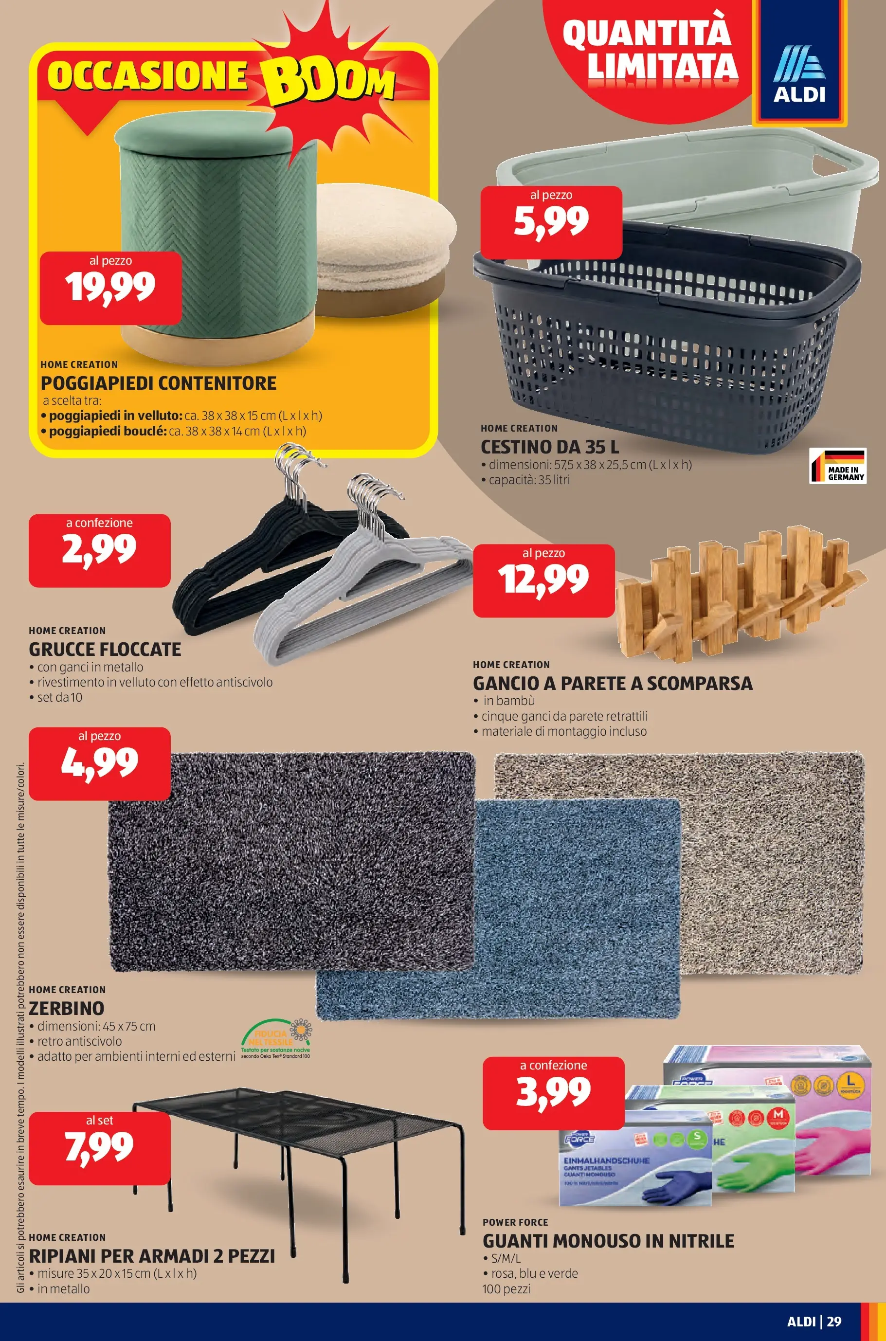 Nuovo Aldi - Offerte da paura dal 12/10/2025 > offerte anteprima 🛍️ | Pagina: 29 | Prodotti: Poggiapiedi, Guanti, Contenitore, Zerbino