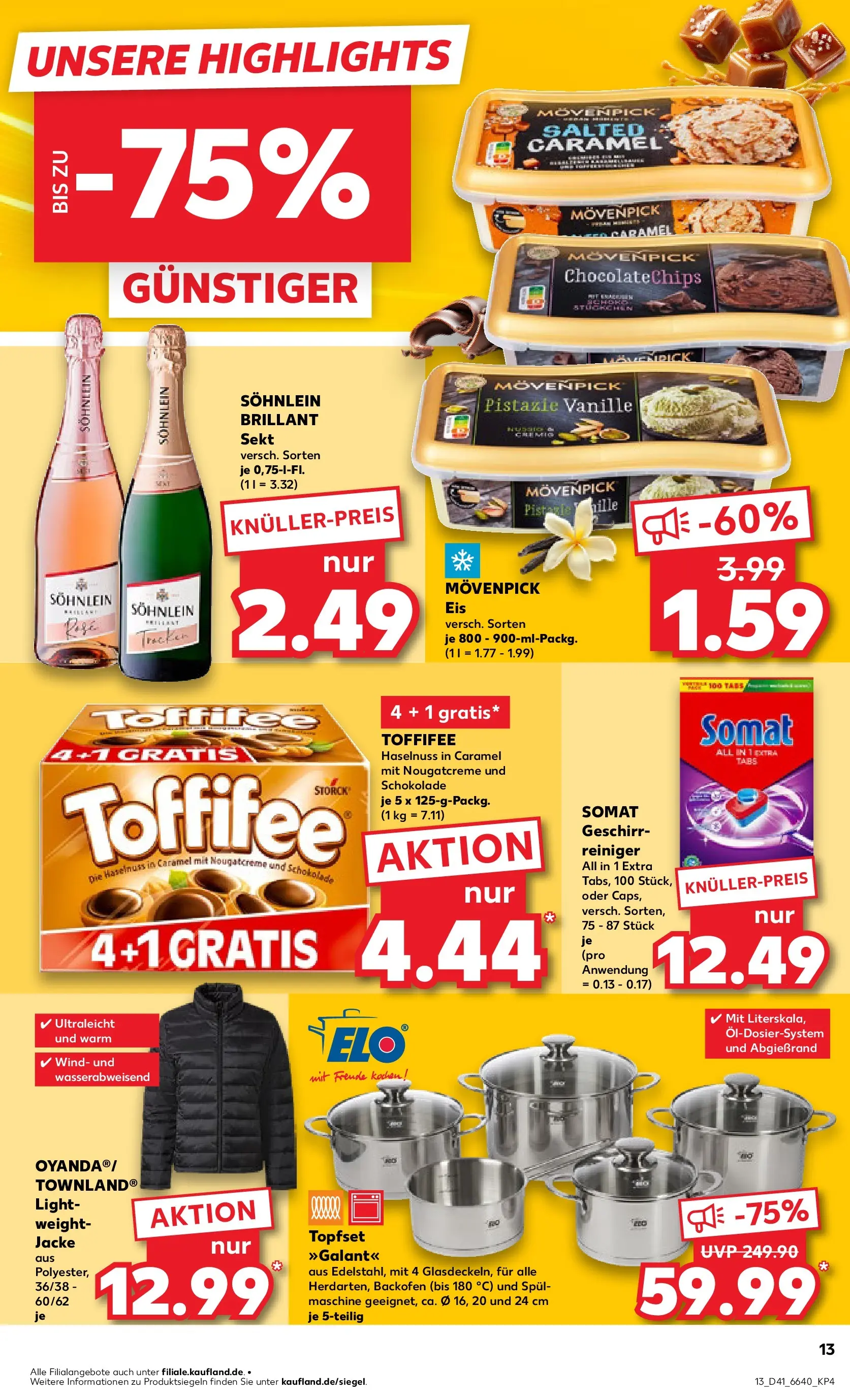 Prospekt Kaufland ab 08.10.2025 » Angebote und Werbung Online | Seite: 13 | Produkte: Schokolade, Sekt, Movenpick eis, Jacke Prospekt Kaufland ab 08.10.2025 » Angebote Online zum Blättern | Seite: 13 | Produkte: Schokolade, Sekt, Movenpick eis, Jacke