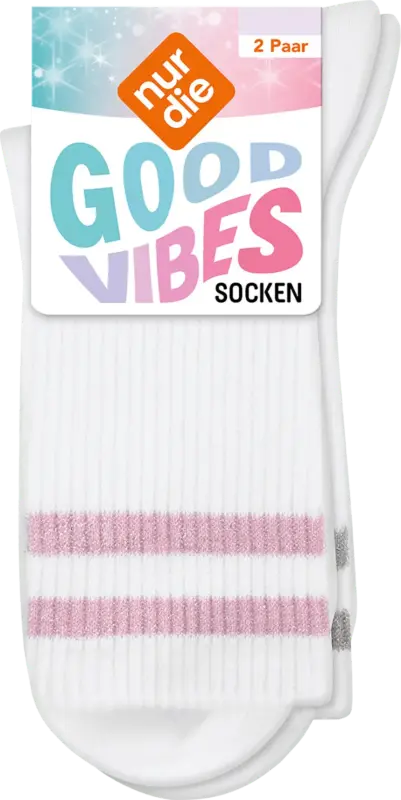 nur die Socken mit Glitzer-Streifen weiß + grau + rosa Gr. 39-42