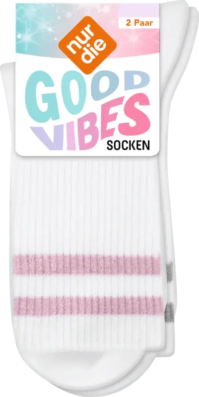 nur die Socken mit Glitzer-Streifen weiß + grau + rosa Gr. 35-38