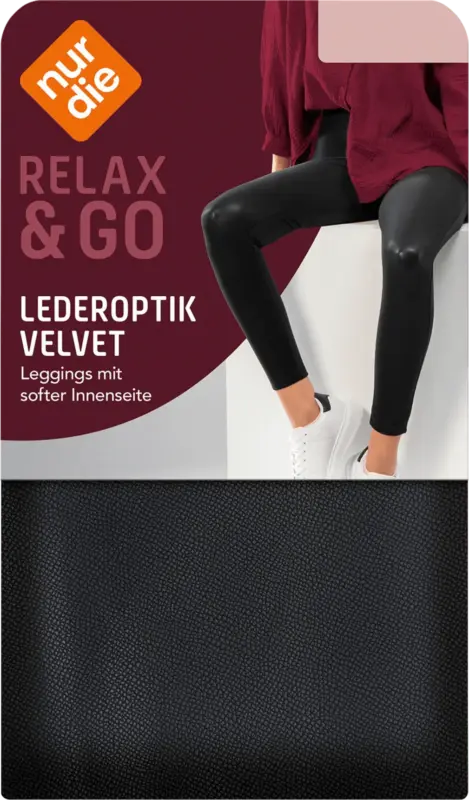 nur die Leggings in Leder-Optik mit Velvet-Effekt schwarz Gr. 44/46