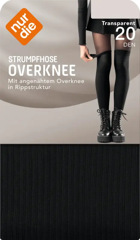 nur die Strumpfhose Overknee mit 2-in-1-Look schwarz Gr. 38/40, 20 DEN