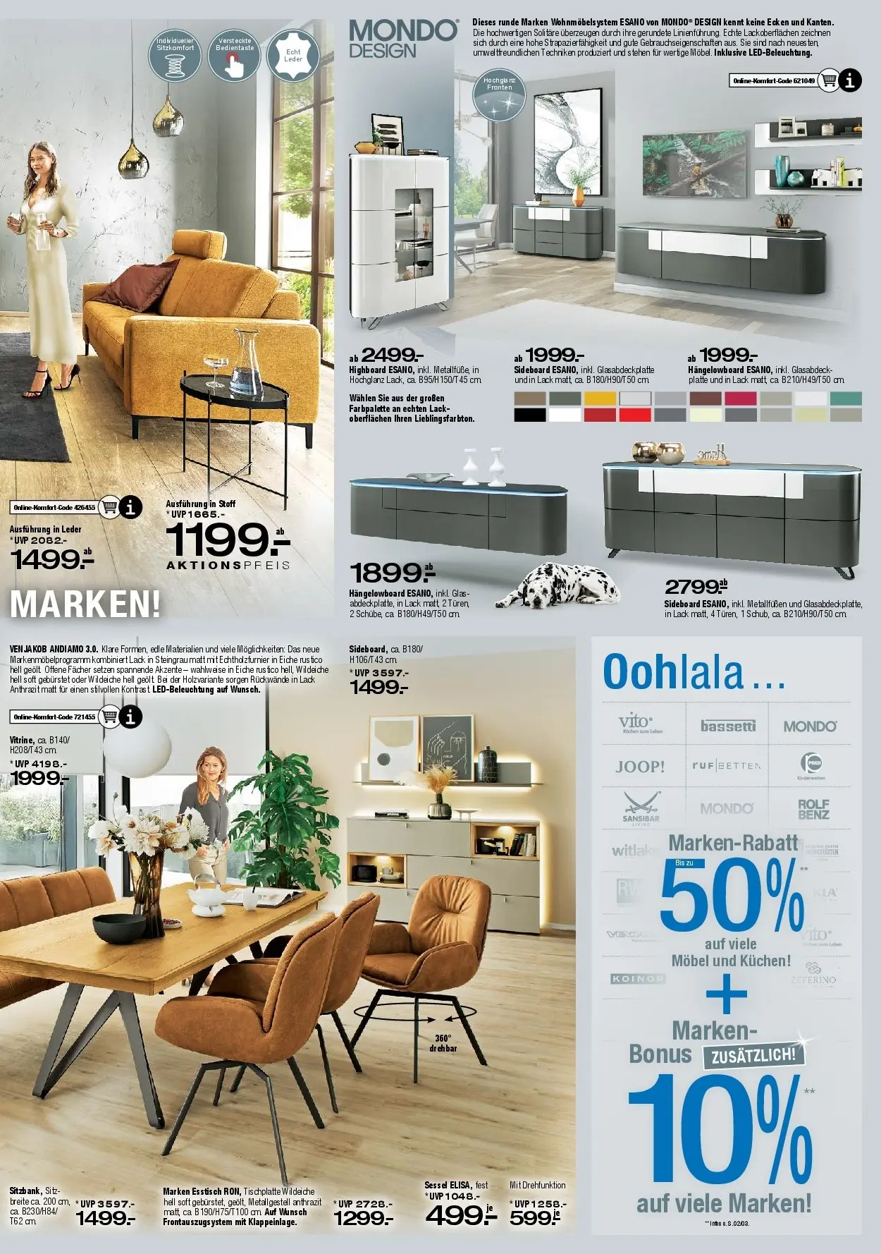 Ostermann - Möbel Ostermann: Neue Möbel wirken Wunder. (ab 10.10.2025) zum Blättern | Seite: 4 | Produkte: HIghboard, Esstisch, Sessel, Kuchen