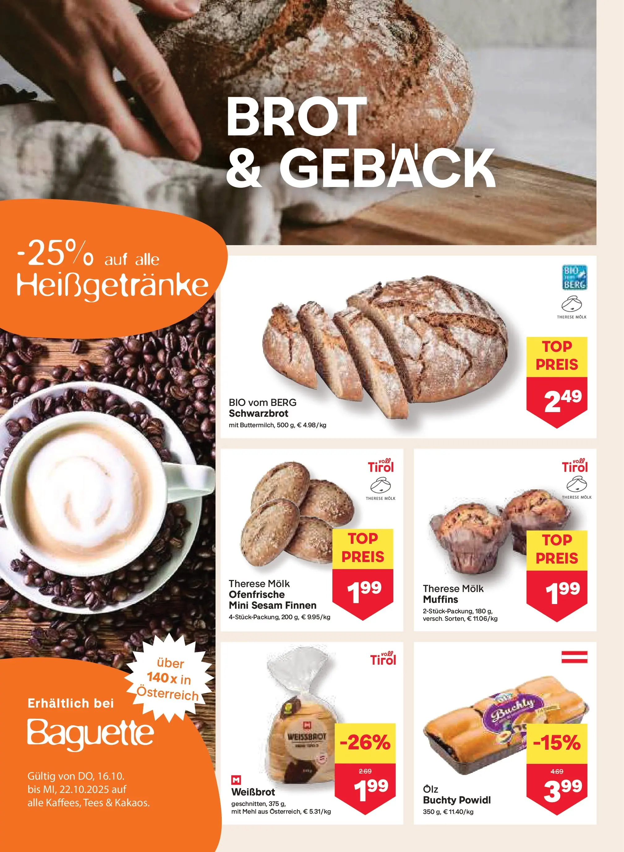 MPREIS Velden von 16.10.2025 - Aktuelle Angebote | Seite: 4 | Produkte: Jääkaappipakastin, Brot