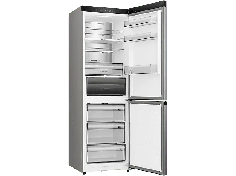 Hisense RB3K330SAIC Kühl- und Gefrierkombination (C, 330 l, 1856 mm hoch, freistehend, No Frost (verminderte Eisbildung), Grau) mit 5 Jahre Geräteschutz