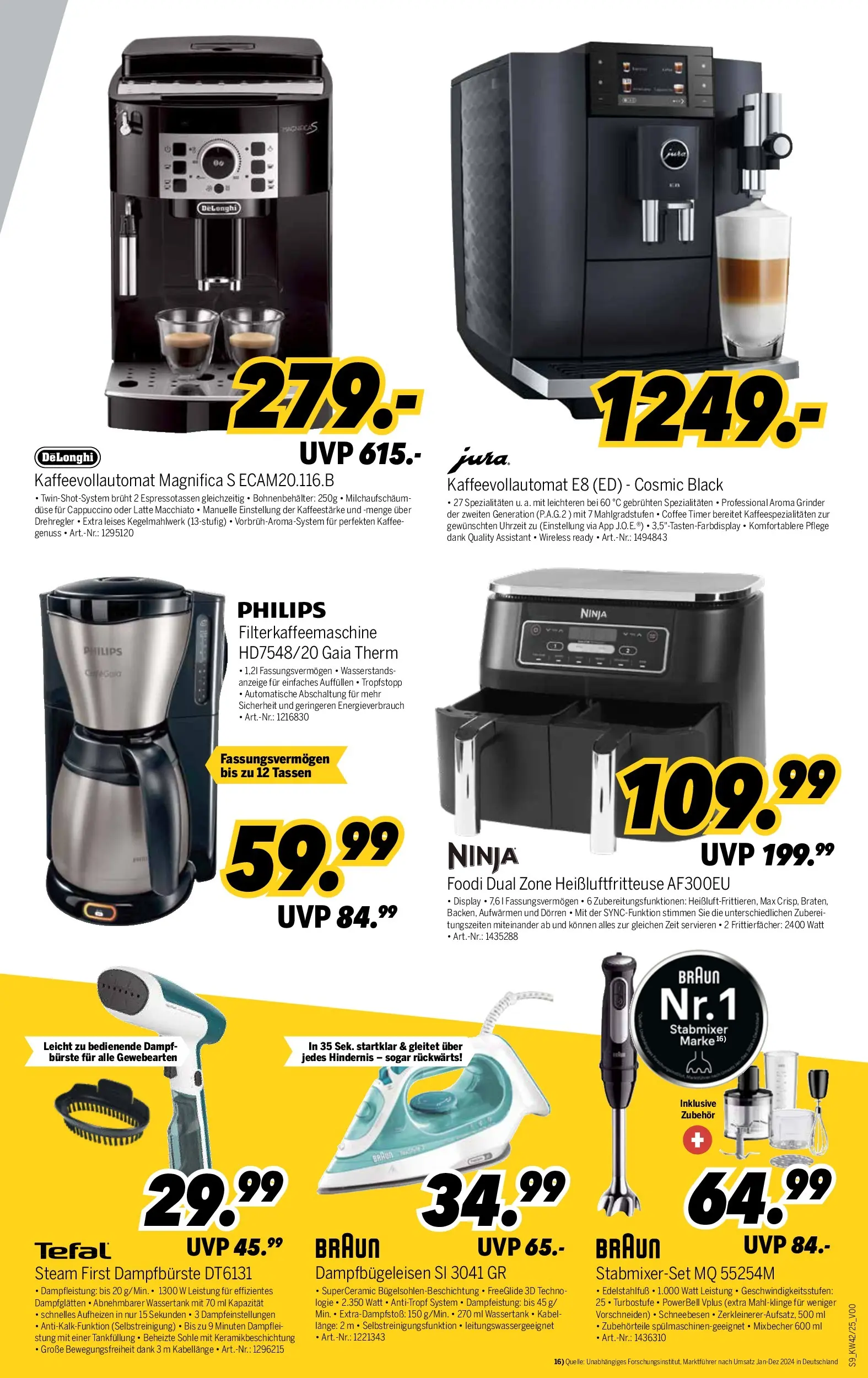 Medimax Prospekt Görlitz (ab 11.10.2025) zum Blättern | Seite: 9 | Produkte: Kaffeevollautomat, Filterkaffeemaschine, Stabmixer, Heißluftfritteuse