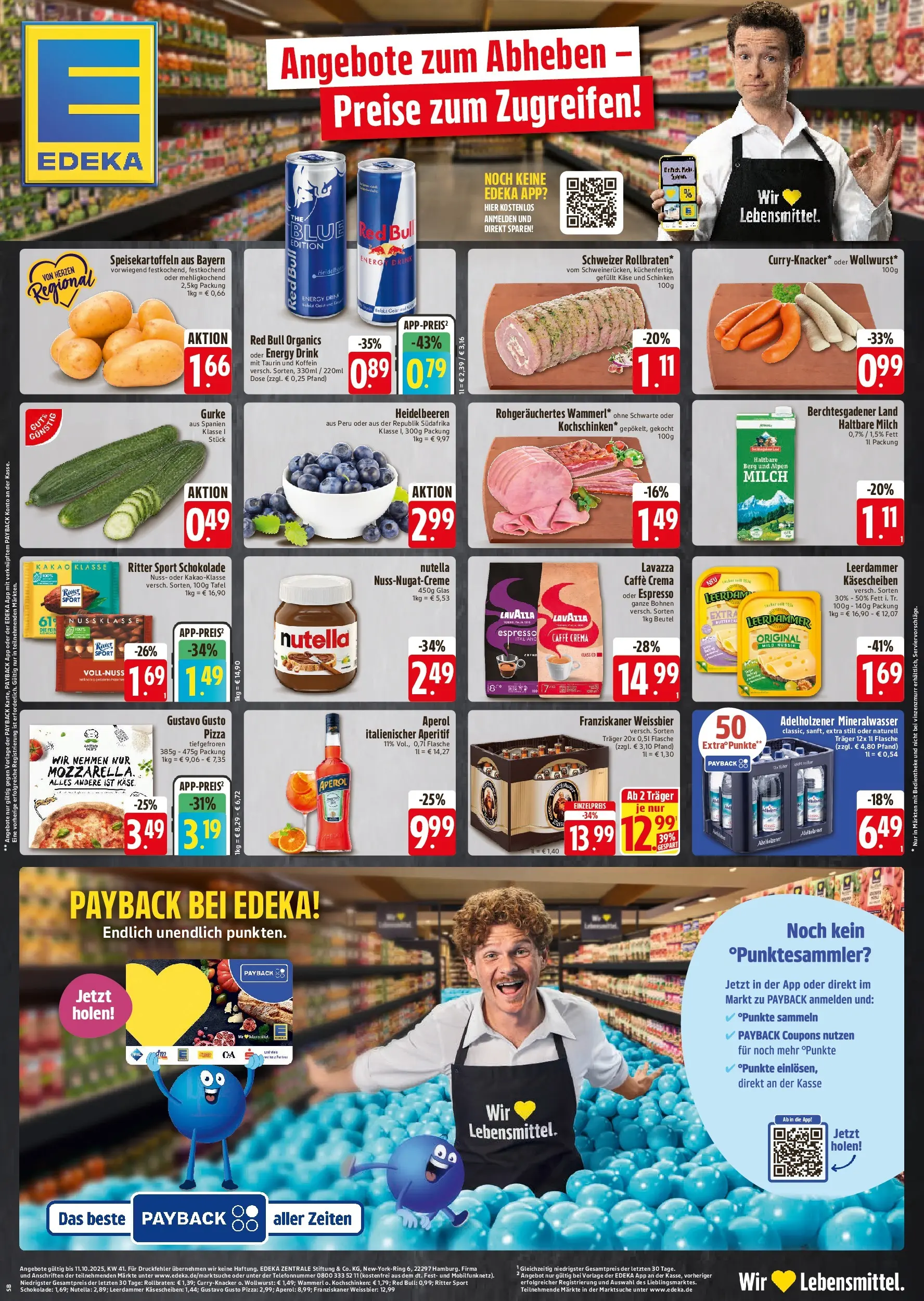 Edeka prospekt Vilsbiburg	 (ab 08.10.2025) » Angebote Online | Seite: 1 | Produkte: Energy, Mineralwasser, Nutella, Pizza