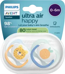 PHILIPS AVENT Schnuller ultra air happy Silikon, blau/mint, 0-6 Monate