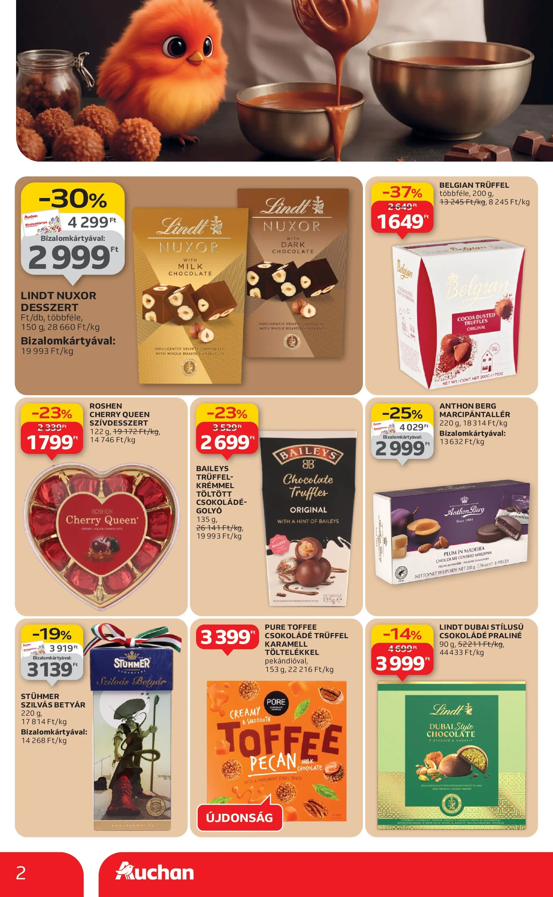 Auchan Akciós újság Szeged - 2025.10.09. -tól/töl > akció, lapozható szórólap 🛍️ | Oldal: 2 | Termékek: Praliné, Csokoládé