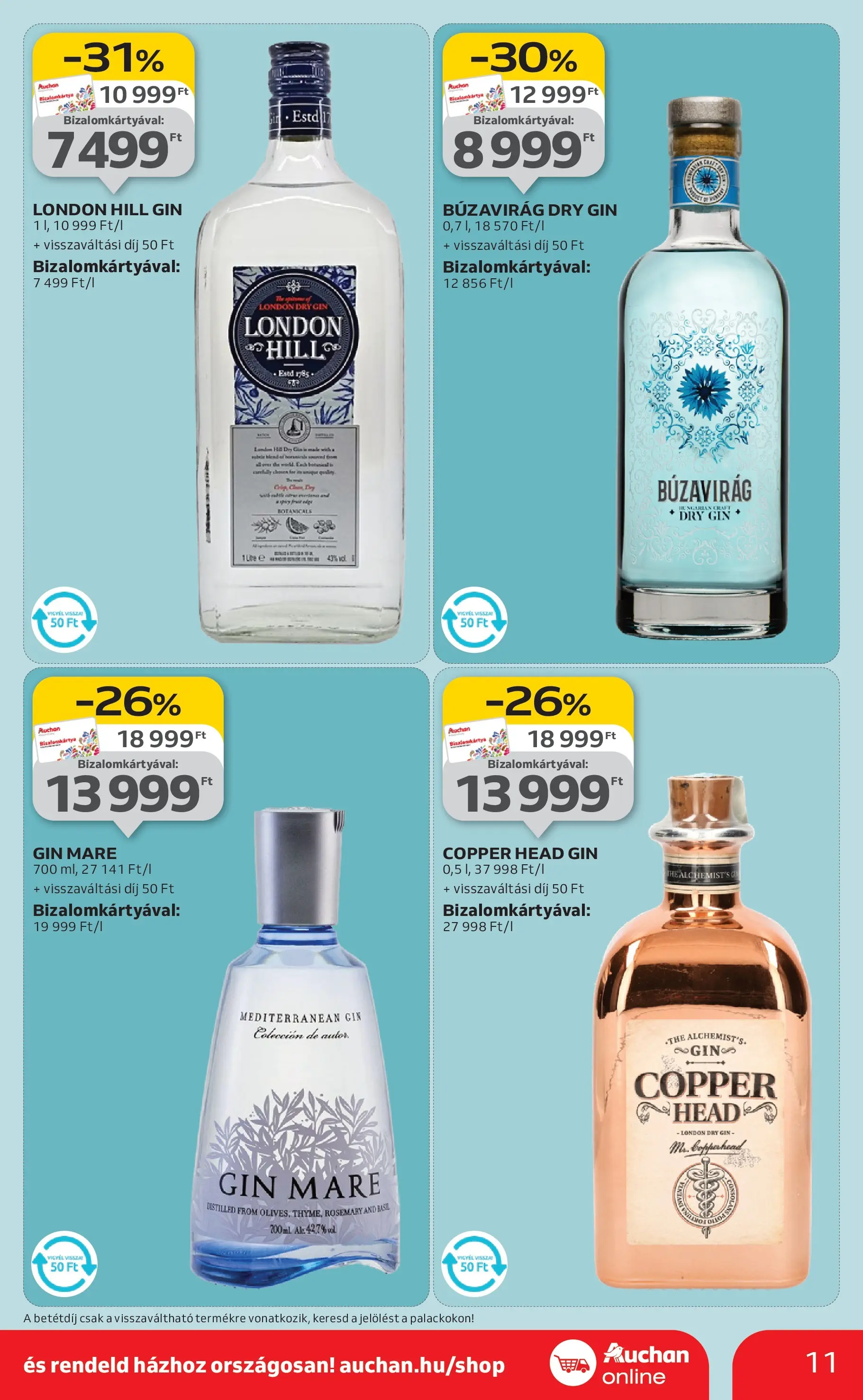 Auchan Akciós újság Szeged - 2025.10.09. -tól/töl > akció, lapozható szórólap 🛍️ | Oldal: 11 | Termékek: Gin