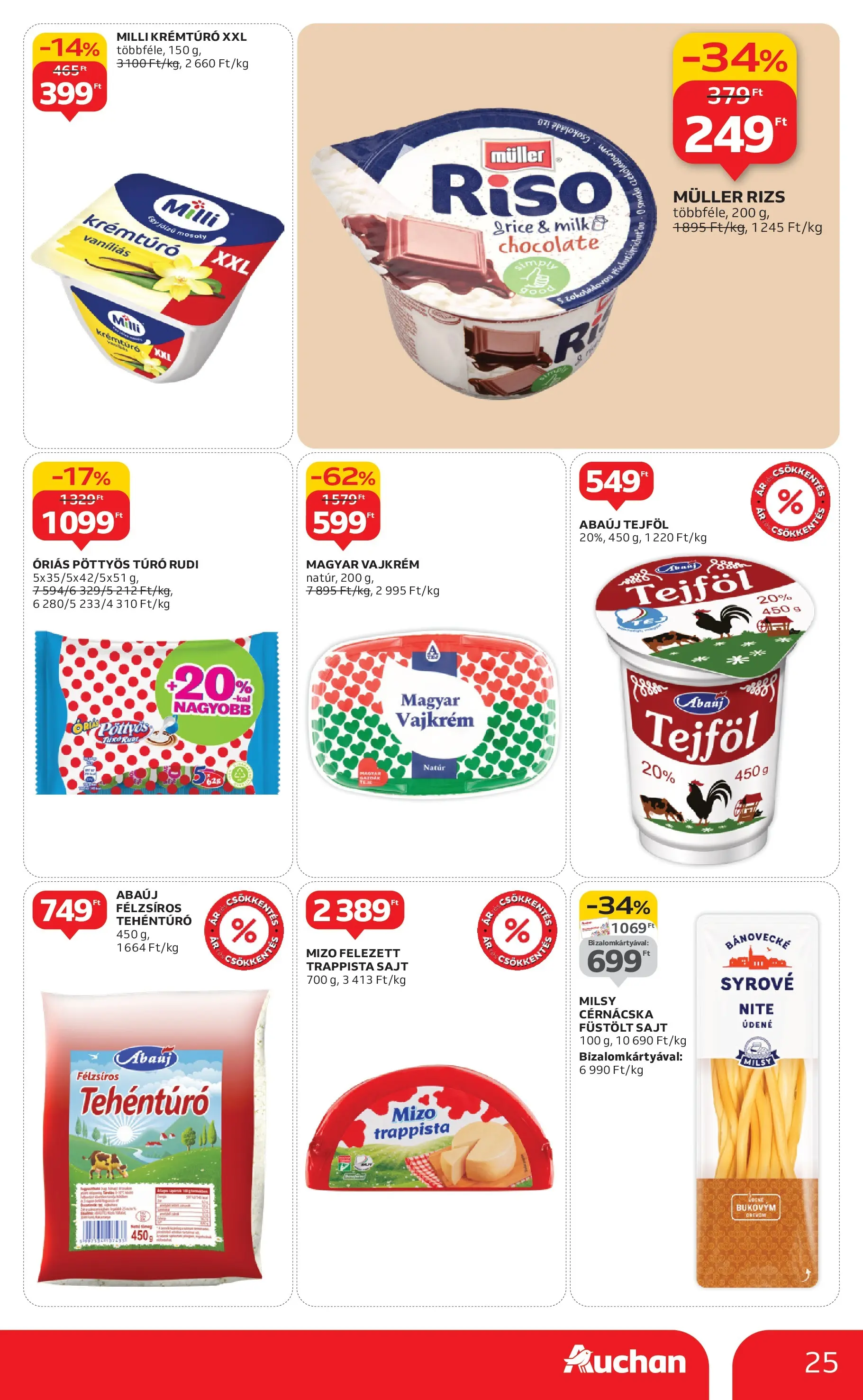 Auchan Akciós újság Szeged - 2025.10.09. -tól/töl > akció, lapozható szórólap 🛍️ | Oldal: 25 | Termékek: Csokoládé, Túró, Vajkrém, Trappista sajt
