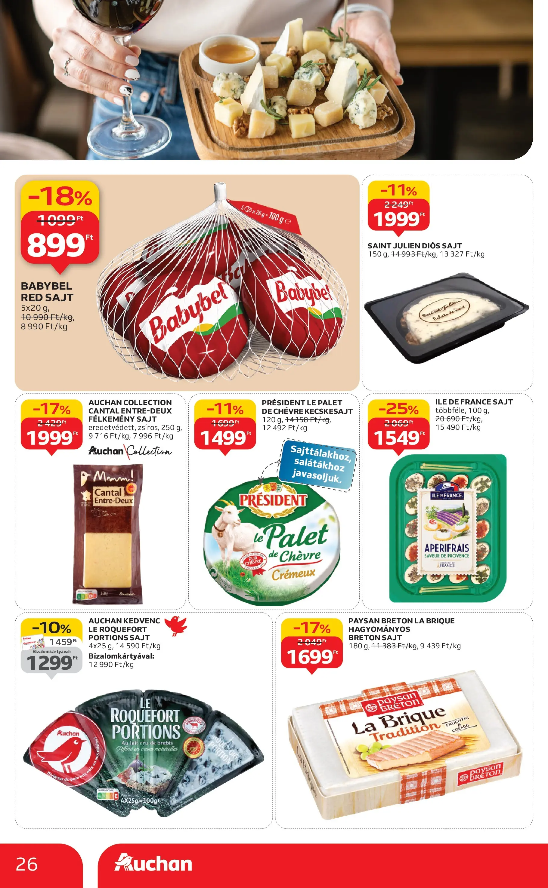 Auchan Akciós újság Szeged - 2025.10.09. -tól/töl > akció, lapozható szórólap 🛍️ | Oldal: 26 | Termékek: Kecskesajt, Sajt