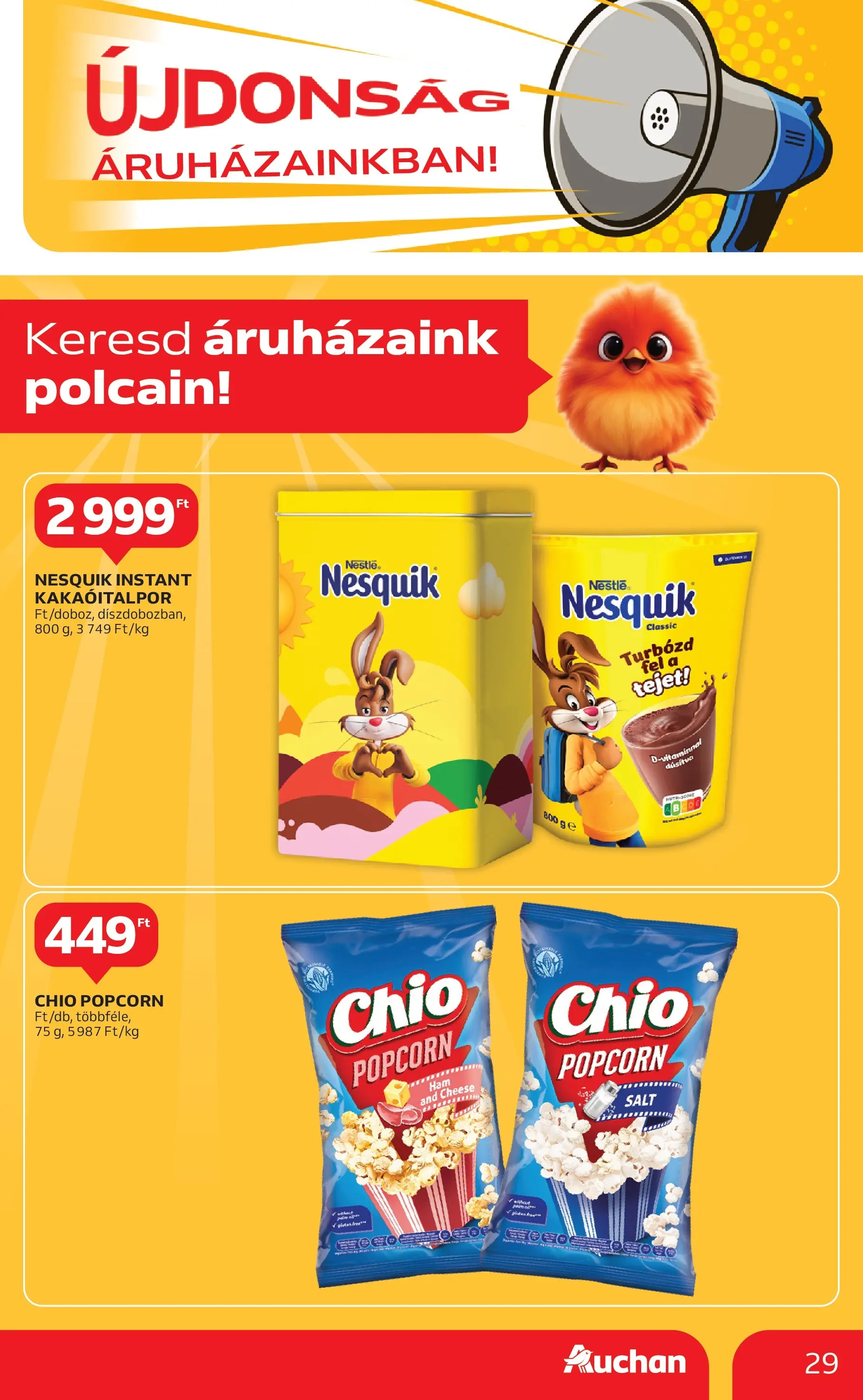 Auchan Akciós újság Szeged - 2025.10.09. -tól/töl > akció, lapozható szórólap 🛍️ | Oldal: 29 | Termékek: Popcorn, Nesquik